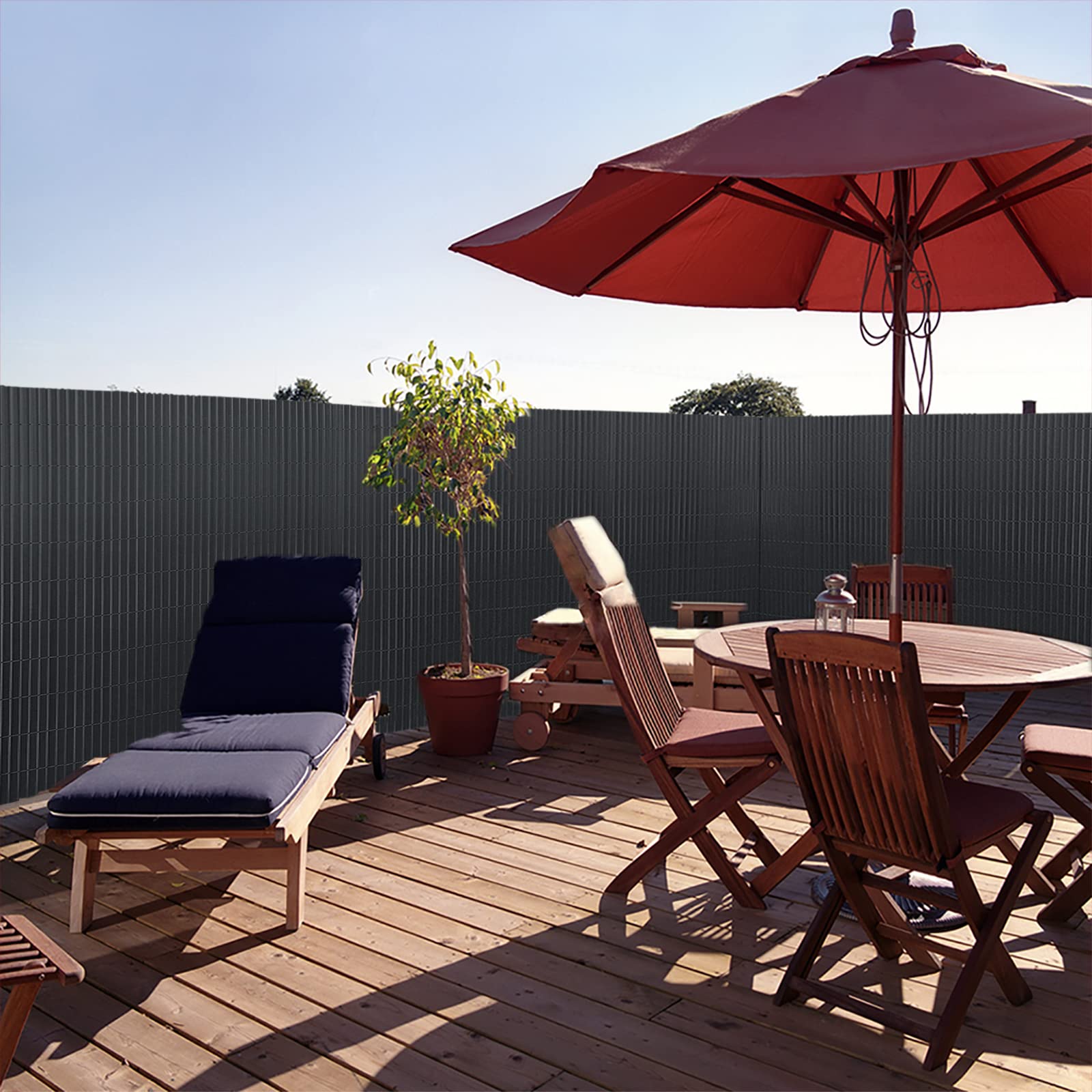YUENFONG Paravento PVC 160x1000 cm Antracite per Balcone Giardino Terrazza