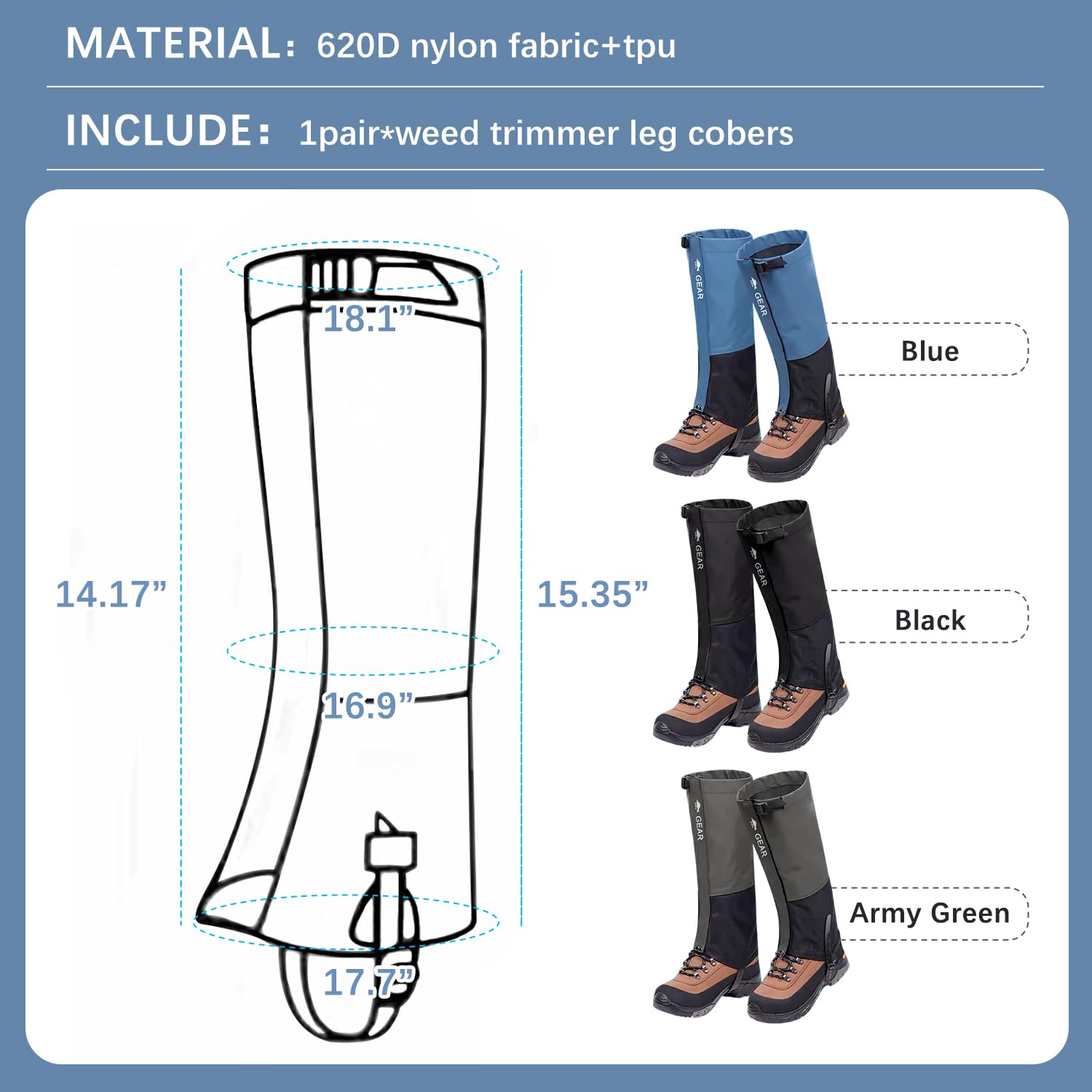 Verstellbare Trimmer-Beingamaschen, Nylon, wasserdicht, Unkrautschneider, Beinabdeckungen für Gartenarbeit, für Männer und Frauen