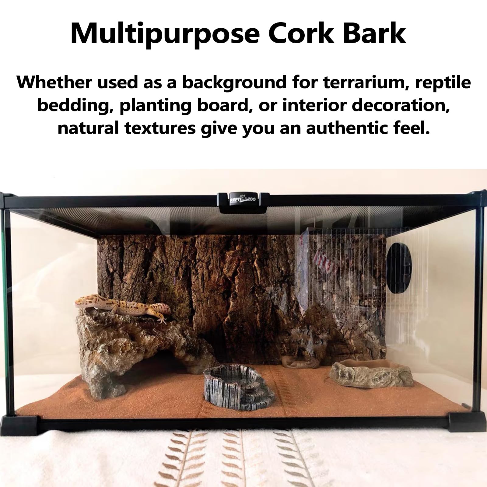 BNOSDM 4 piezas de terrario de corteza de corcho para reptiles, decoración de tanque de dragón barbudo para lagarto, dragón barbudo, rana, leopardo, geco, tortuga, serpiente, camaleón