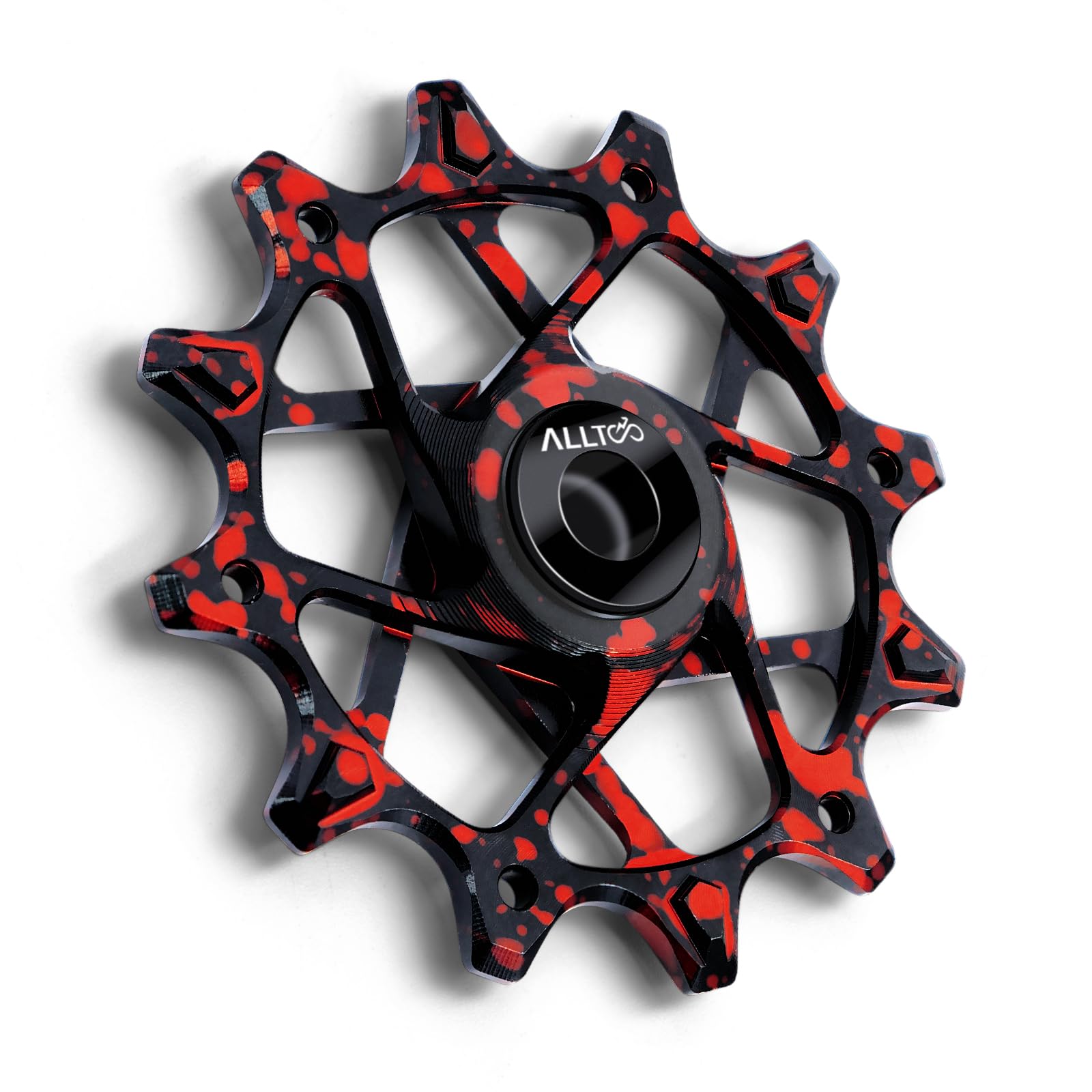 Bicycle Part Oil Resistant Rear Derailleur 16T/14T12T for Sram for Shimano Jockey Wheel Guide Ultralight Aluminium Frame Ceramic Bearing (12T-Black Red Camouflage)