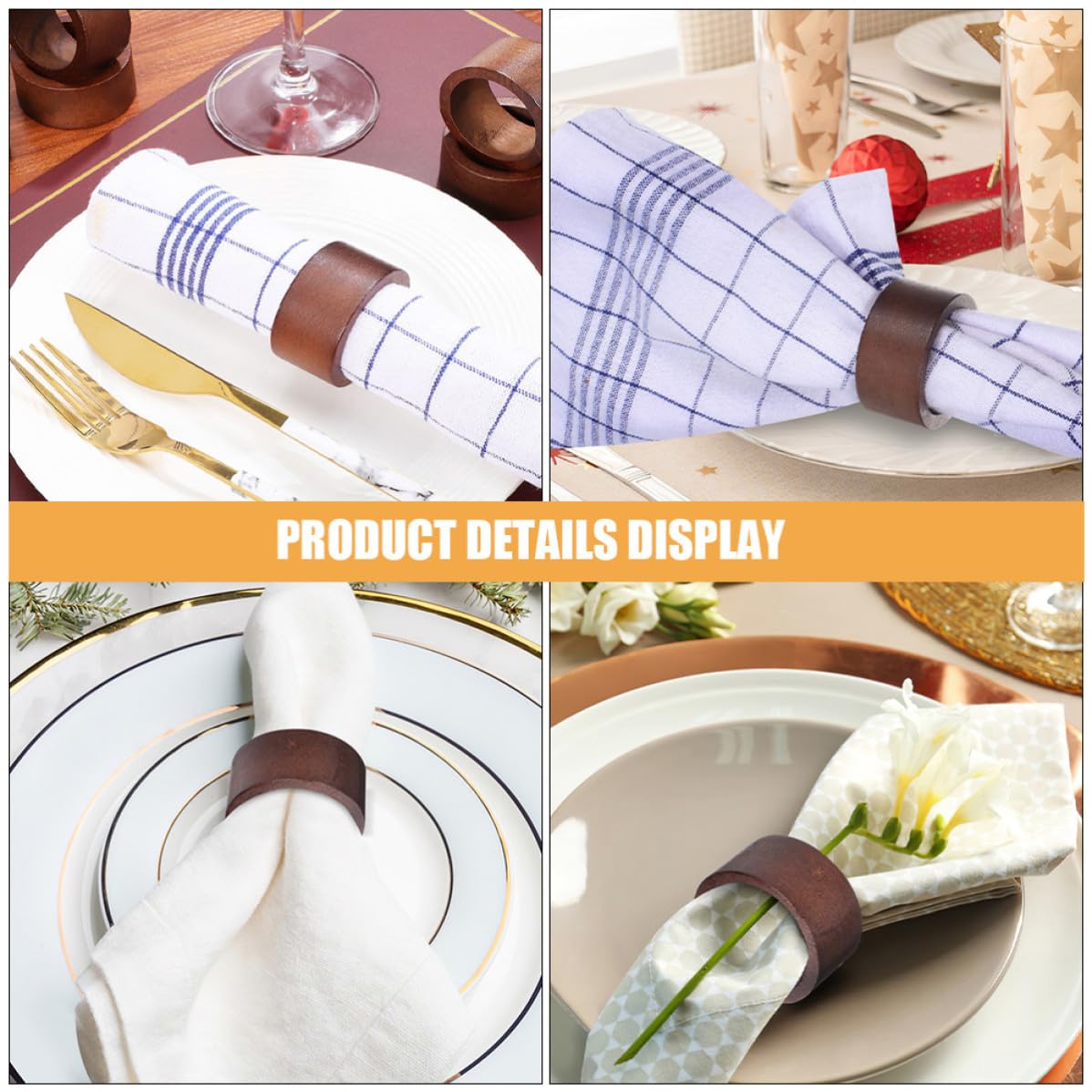 PRETYZOOM 12 Pièces Lot de Ronds de Serviette en Bois Rustiques et Élégants, Réutilisables pour Mariage ou Usage Domestique, Décoration Simple Qui Embellit L'ambiance Table