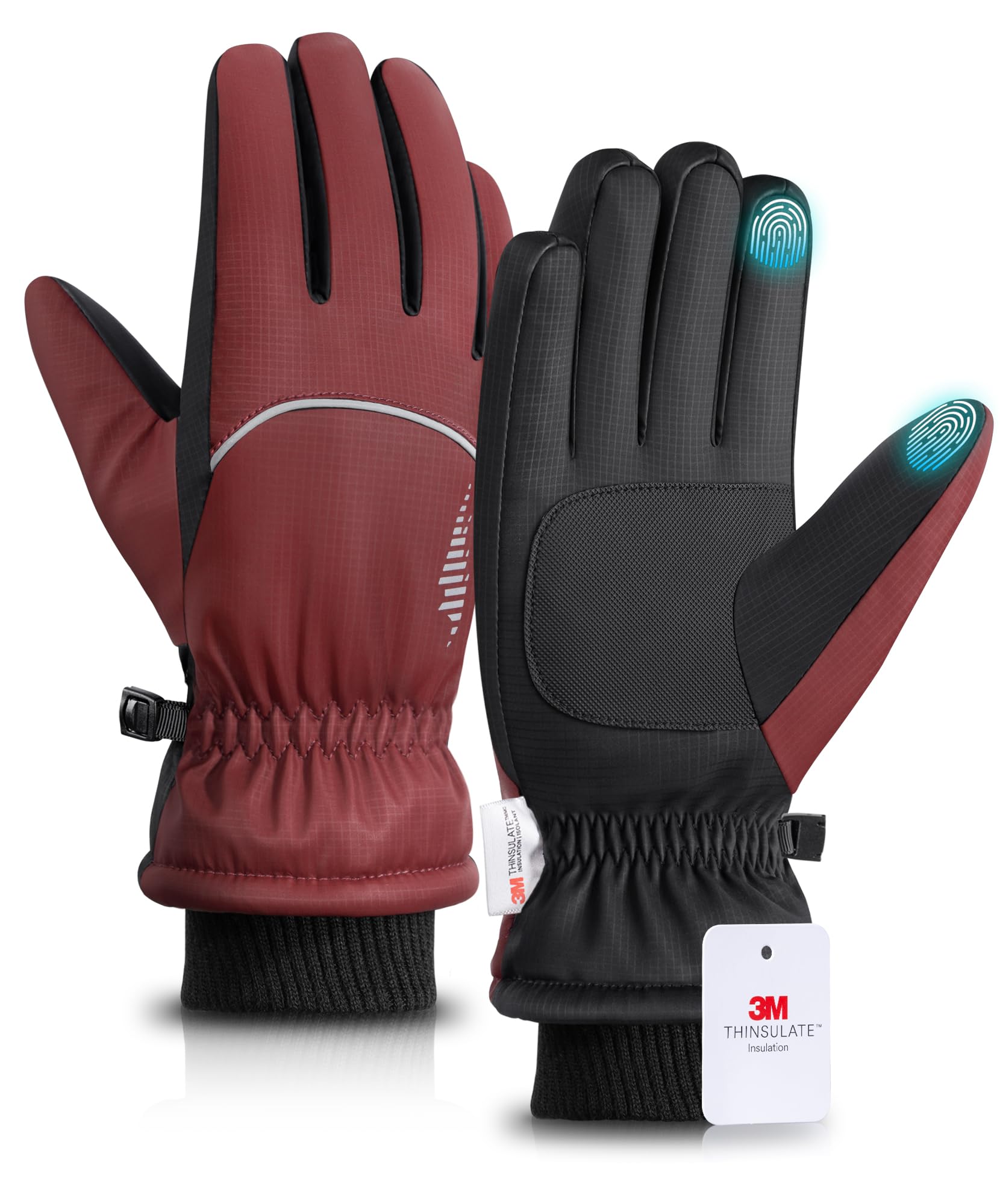 rivmount Winter Gloves with Waterproof/Touchscreen/Warm, Thermal Snow Glove for Cold Weather Running, Ski, Cycling, Women Men