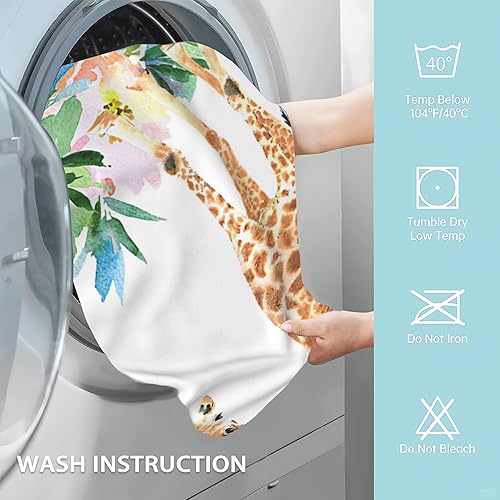 Miniatura 5 de CXULIN Paquete de 2 toallas de mano para baño, divertidas toallas decorativas de jirafa con flores, toallas suaves altamente absorbentes para baño,