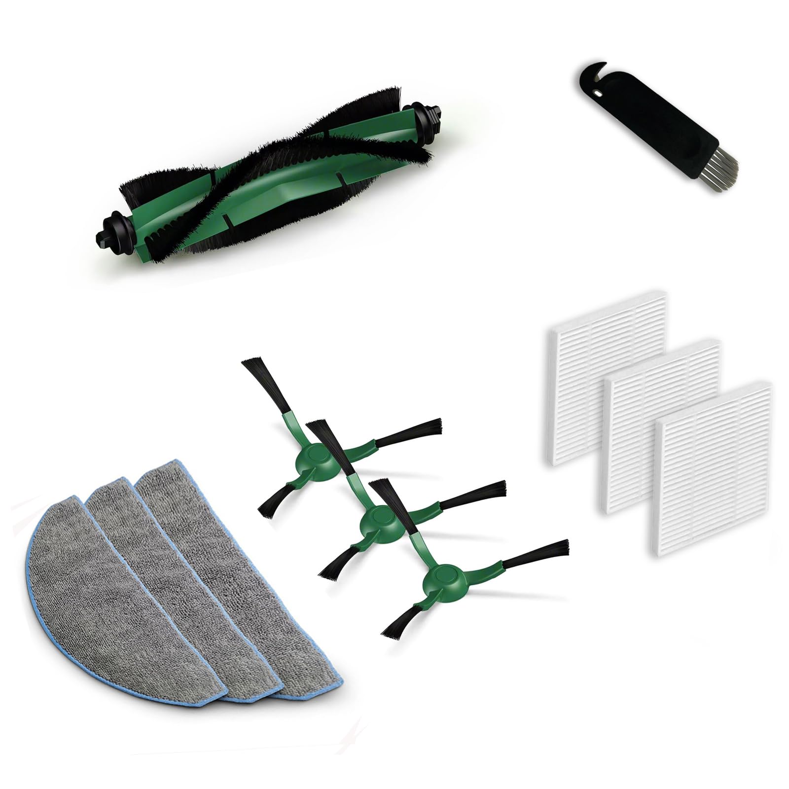 AVAENZO Accesorios para Irobot Combo Essential Y0110 Y0112, 1 Cepillo Principal, 3 Paños, 3 Filtros Hepa, 3 Cepillos Laterales Repuestos Aspirador