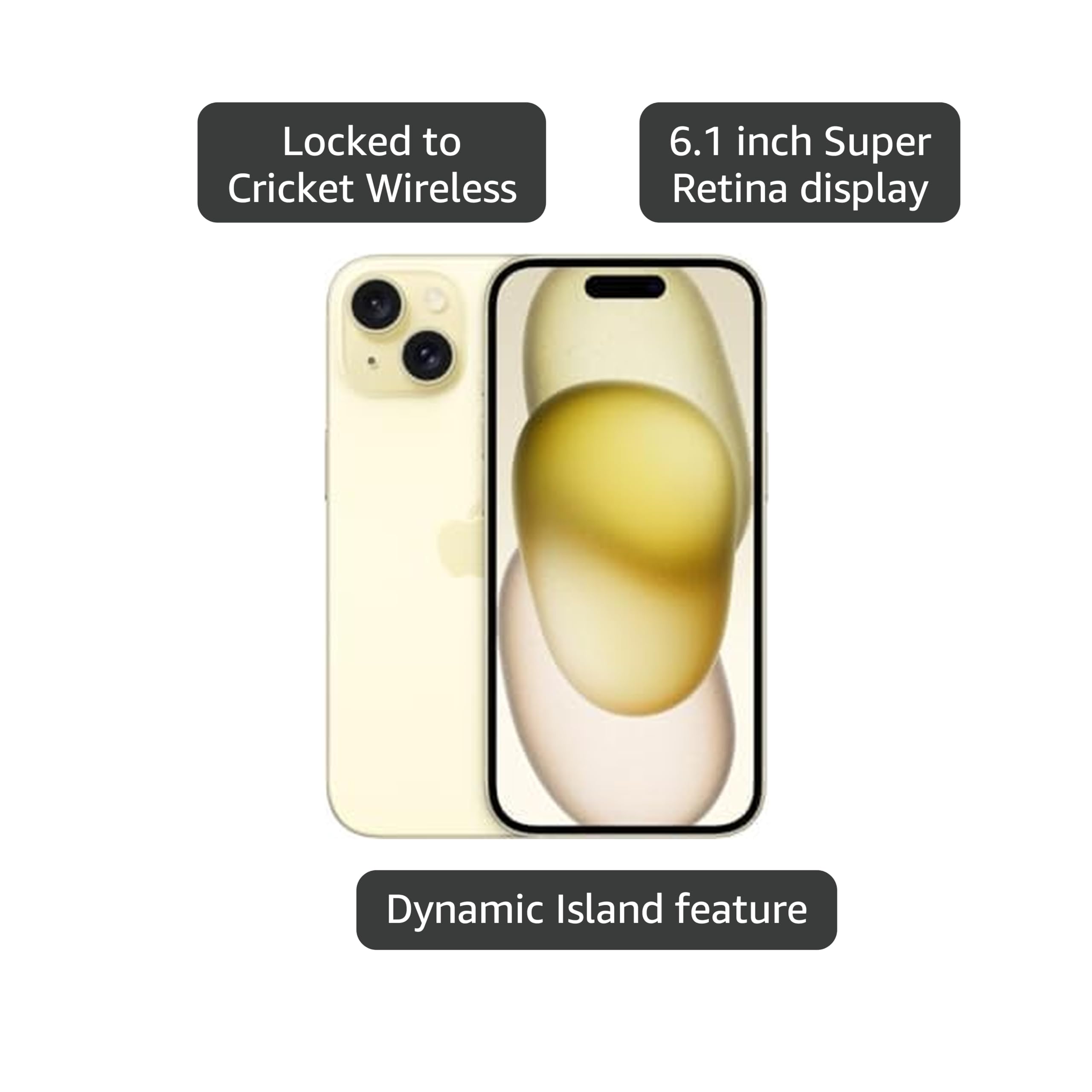 Amazon.com: Apple iPhone 15, 128GB, Yellow for Cricket Wireless