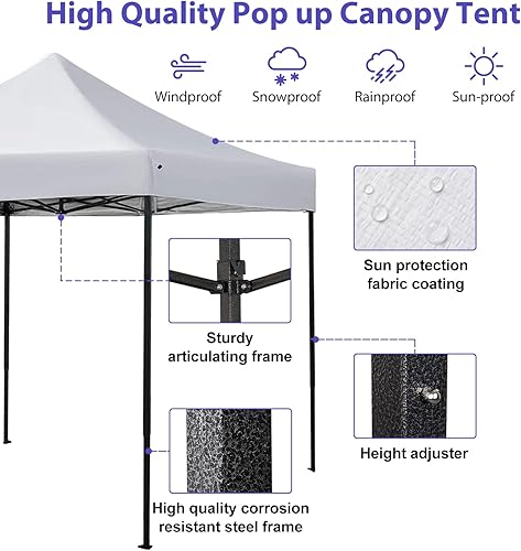 Miniatura 9 de Tienda de campaña desplegable de 10 x 10 pies, tienda de campaña plegable comercial al aire libre con bolsa de transporte con ruedas, bolsa de arena