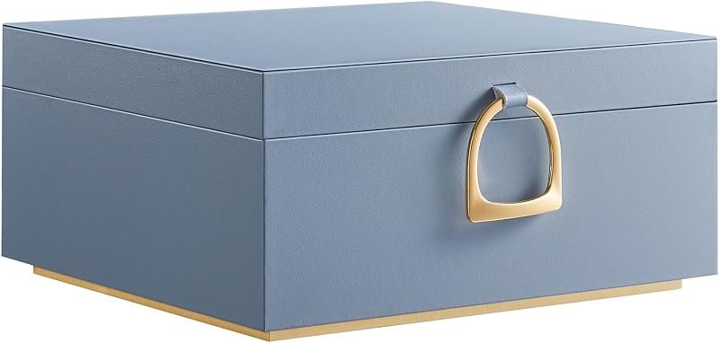 SONGMICS Joyero de 2 Capas, Organizador de Joyas con Asa, Bandeja de Joyería Extraíble, Almacenamiento de Joyas, Efecto Flotante, 8.1 x 9.4 x 4.3 Pulgadas, Idea de Regalo, Azul Brumoso UJBC165Q01