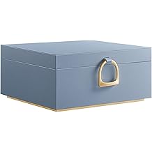 SONGMICS 2-Layer Jewelry Box, Jewelry Organizer with Handle, Removable Jewelry Tray, Jewelry Storage, Floating Effect, 8.1 x 9.4 x 4.3 Inches, Gift Idea, Misty Blue UJBC165Q01
