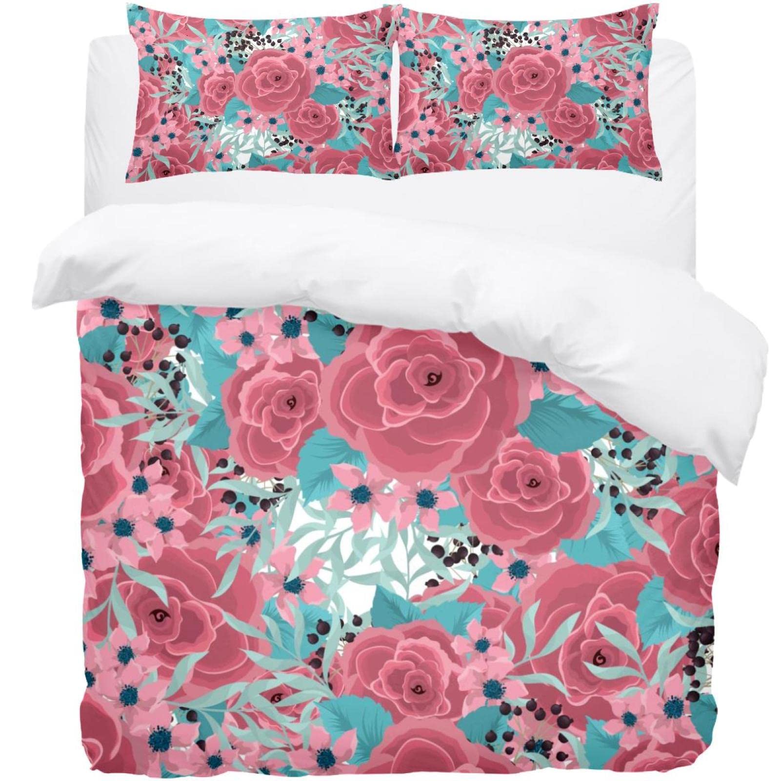 Parure de lit simple floral rose pour créer une ambiance cocooning et printanière dans la chambre