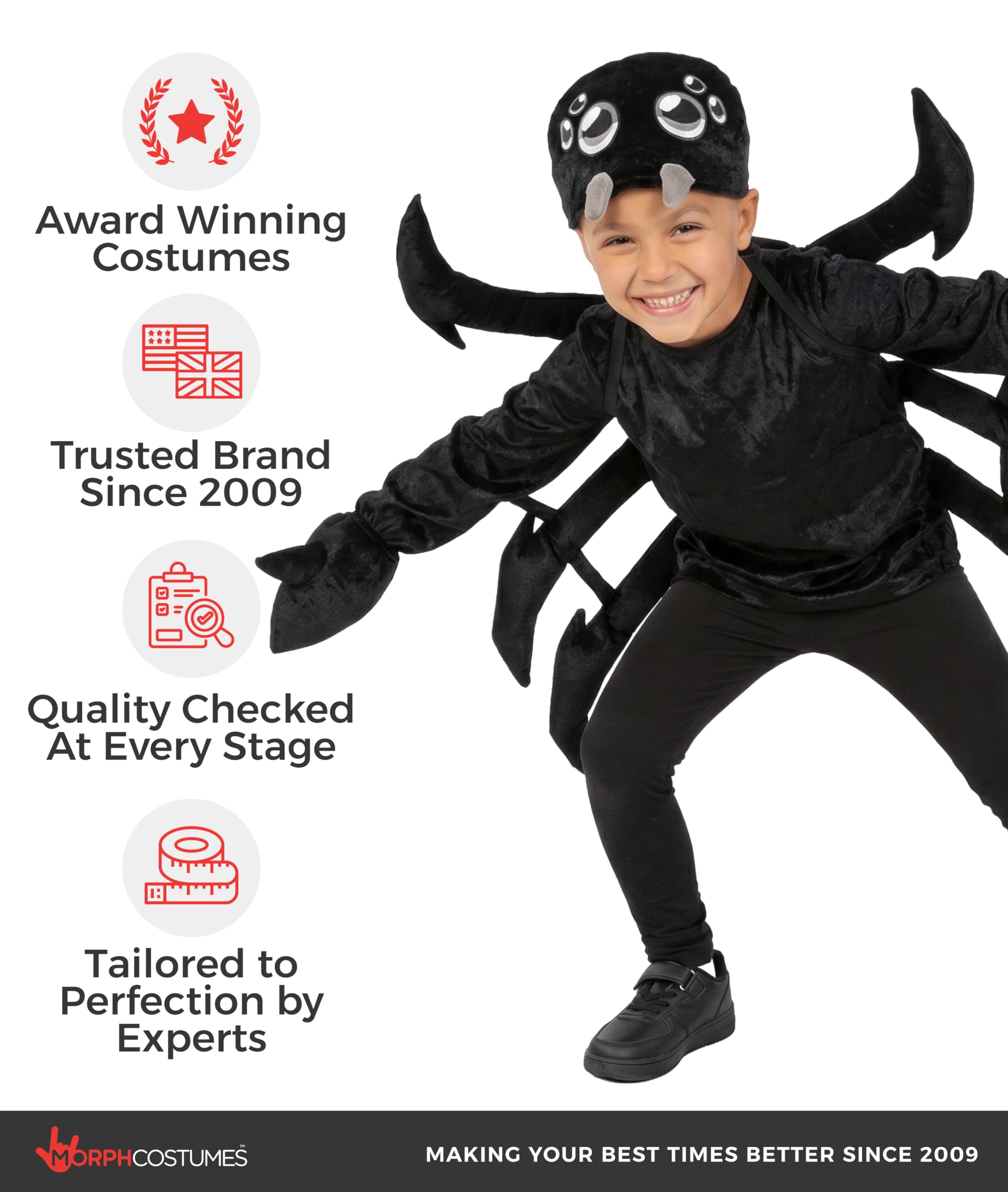 Morph Deguisement Araignee Enfant, Déguisement Araignée Enfant, Déguisement Nature, Costume Insecte, Deguisement Araignee Garcon, Costume Halloween Garcon, Carnaval