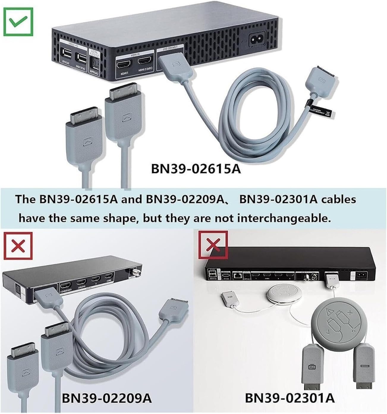 KLUfo One Connect Cable， Compatible for Samsung TV 32in The Frame LS03T LS03BB BN39-02615A 2.5m 8.2ft QE32LS03TCUXXU QE32LS03TCUXXC