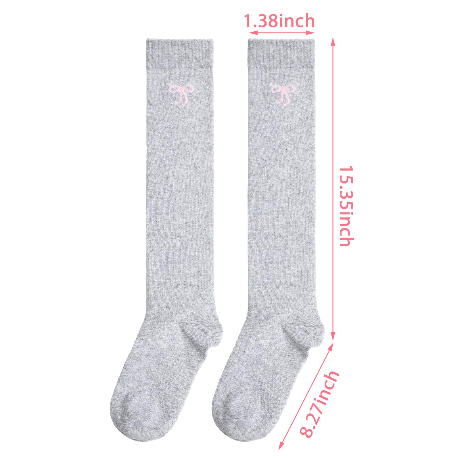 Jamntower 4 Pairs Bow Compression Socks for Women Pregnancy Compression Stockings 20-30 Mmhg Circulation Support Socks for Adult