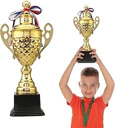 JurciCat Trofeo Copa del Mundo Grande De 37 Cm De Alto para Torneos Deportivos Competiciones Ceremonias Copas y Fiestas