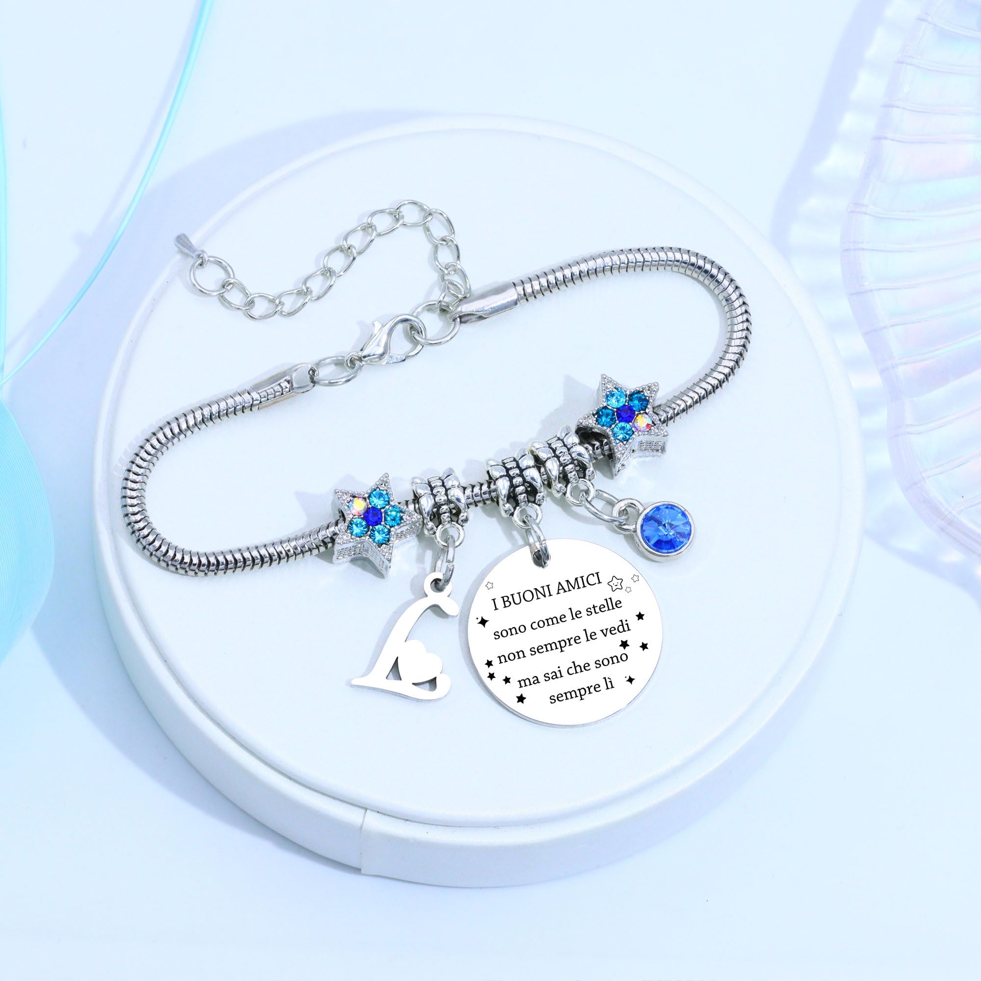 COEROW Braccialetti Delle Donne Con Lettere Iniziali-Regalo Personalizzato Per Buoni Amici,Amicizia Stella Bracciale e Ragazze Braccialetti-Nome Braccialetti Dare Sorella Collega Figlia Gioielli