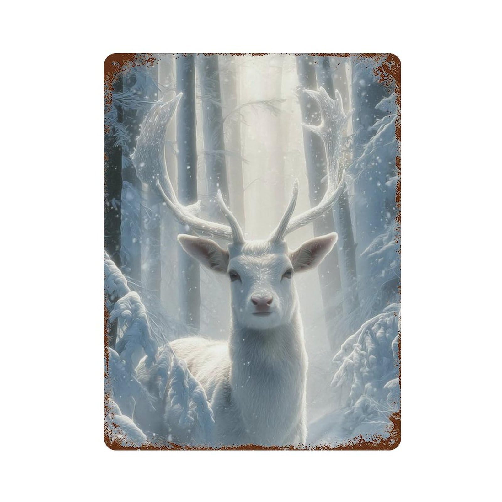 Winter Wonderland Deer-2 Vintage Metal Tin Sign 15.7"x11.8", Ideal for Basement, Hobby Room And Garage Decor