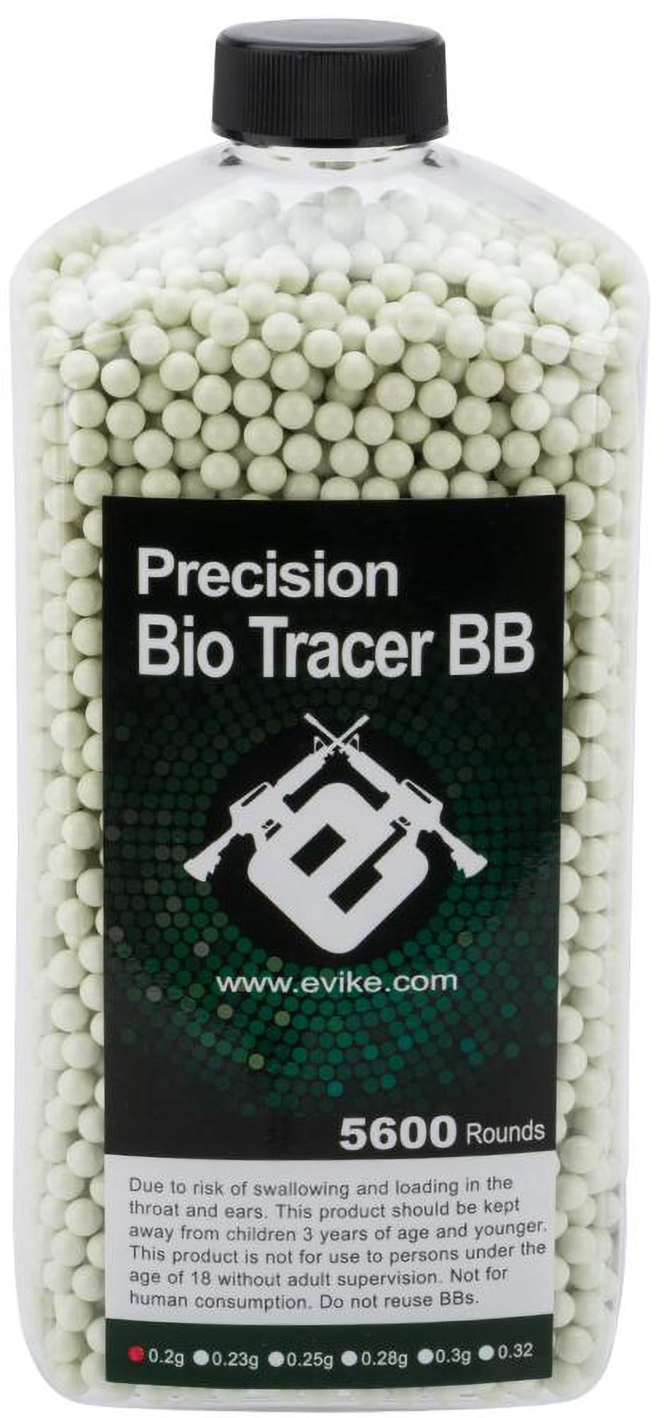 Evike Airsoft - Outdoor Safe PLA Match Grade 6mm Airsoft Glow in The Dark BBS (Color: Green Glow / 0.25g / 5600 Rounds)