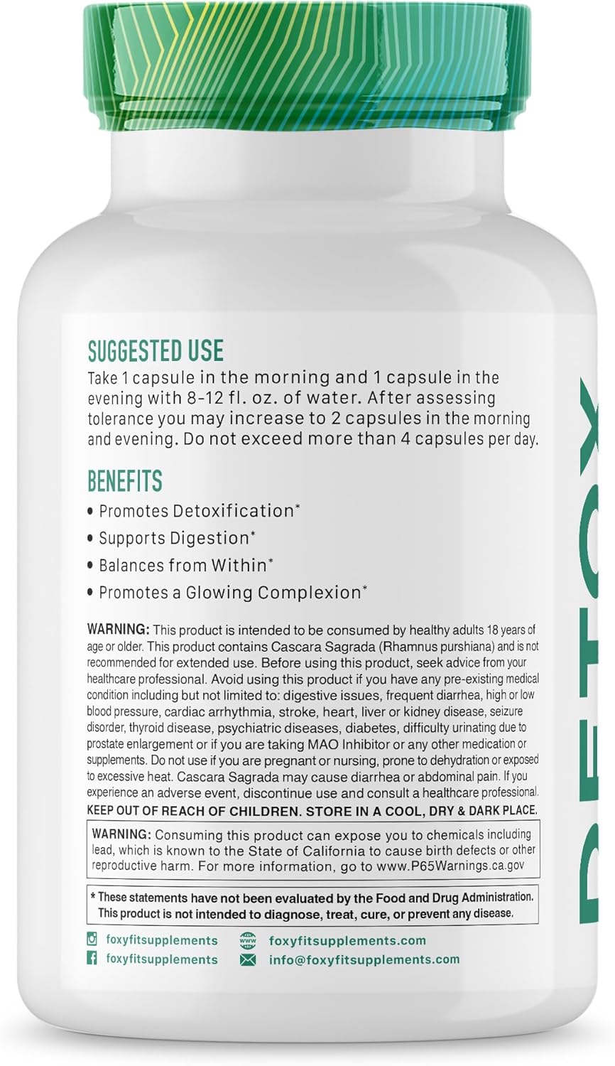 FoxyFit Detox for Her 30 Day Detox Cleanse Formula That Supports Healthy Digestion Function, Promotes Detoxification, & Balances from Within*