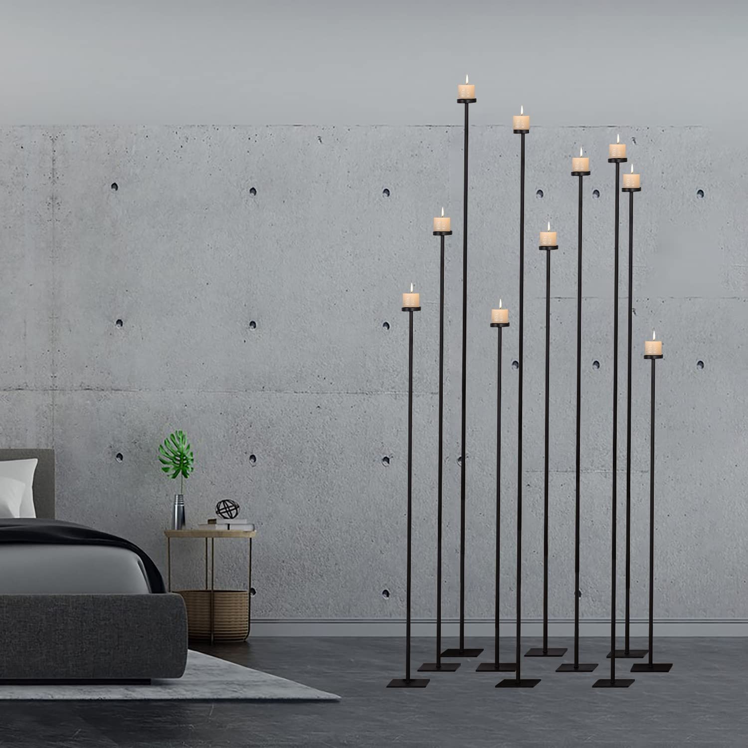 Candelabro da pavimento alto 9 bracci portacandele per centrotavola di nozze, 152,4 cm candeliere in metallo nero per pilastro candele Tealight per feste cerimonia corridoio ricezione