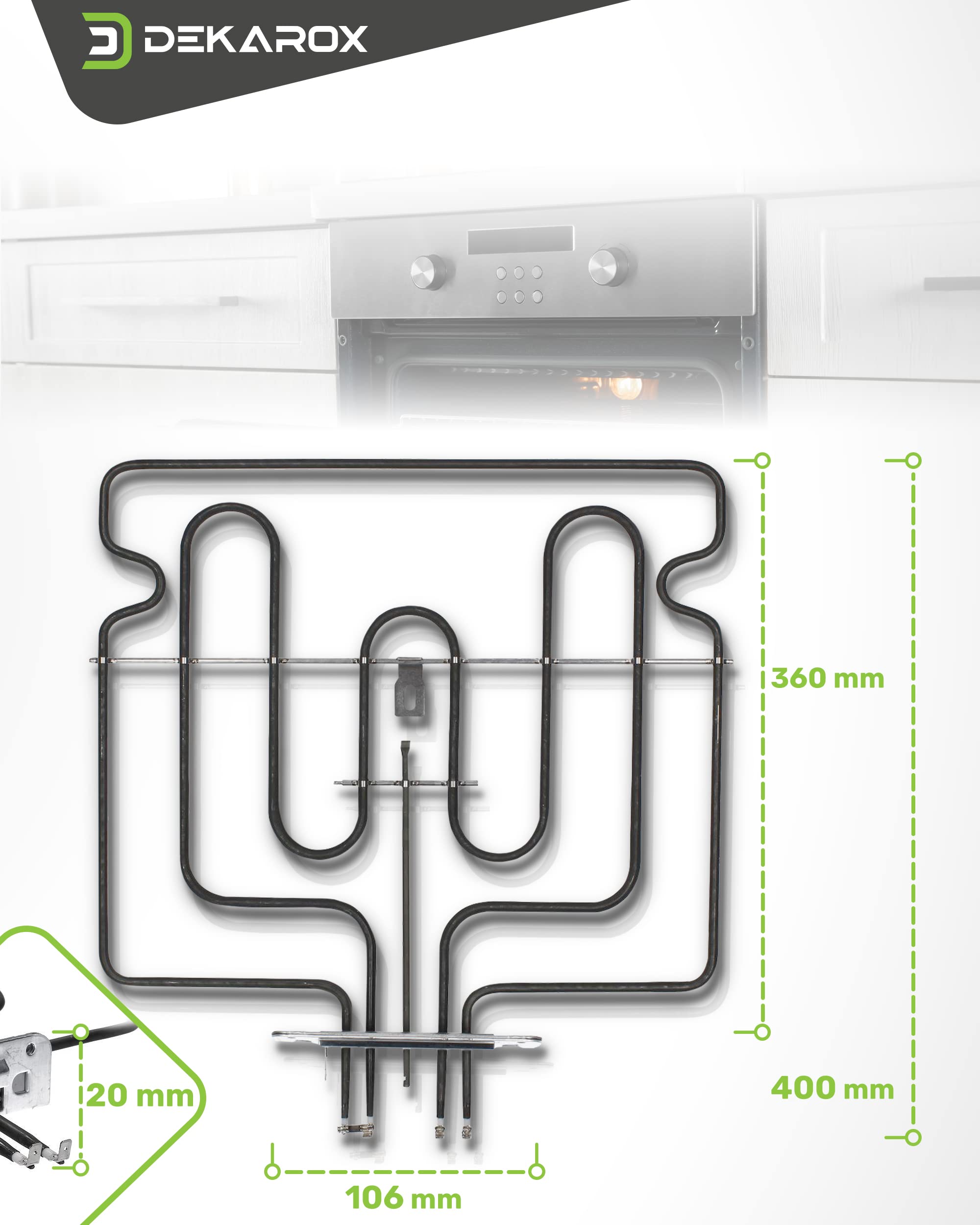 Oberhitze Heizelement Heizung 1300+1600W 230V passend für Miele 7511681 7511680 IRCA 9011R461 Backofen Herd