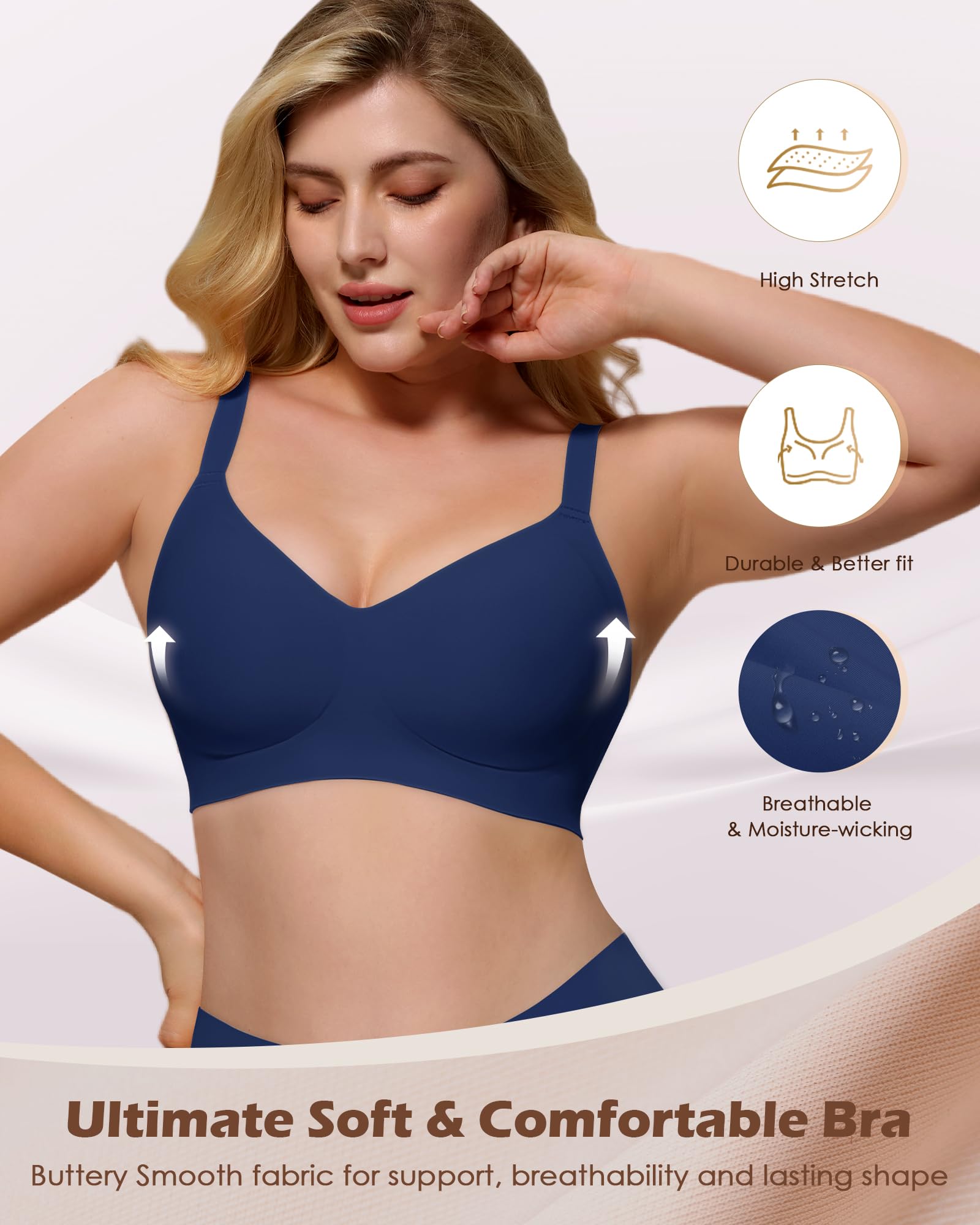 As Fairy Wire-Free Seamless Bra with Jelly Strip Technology Soutien-Gorge de T-Shirt Femme