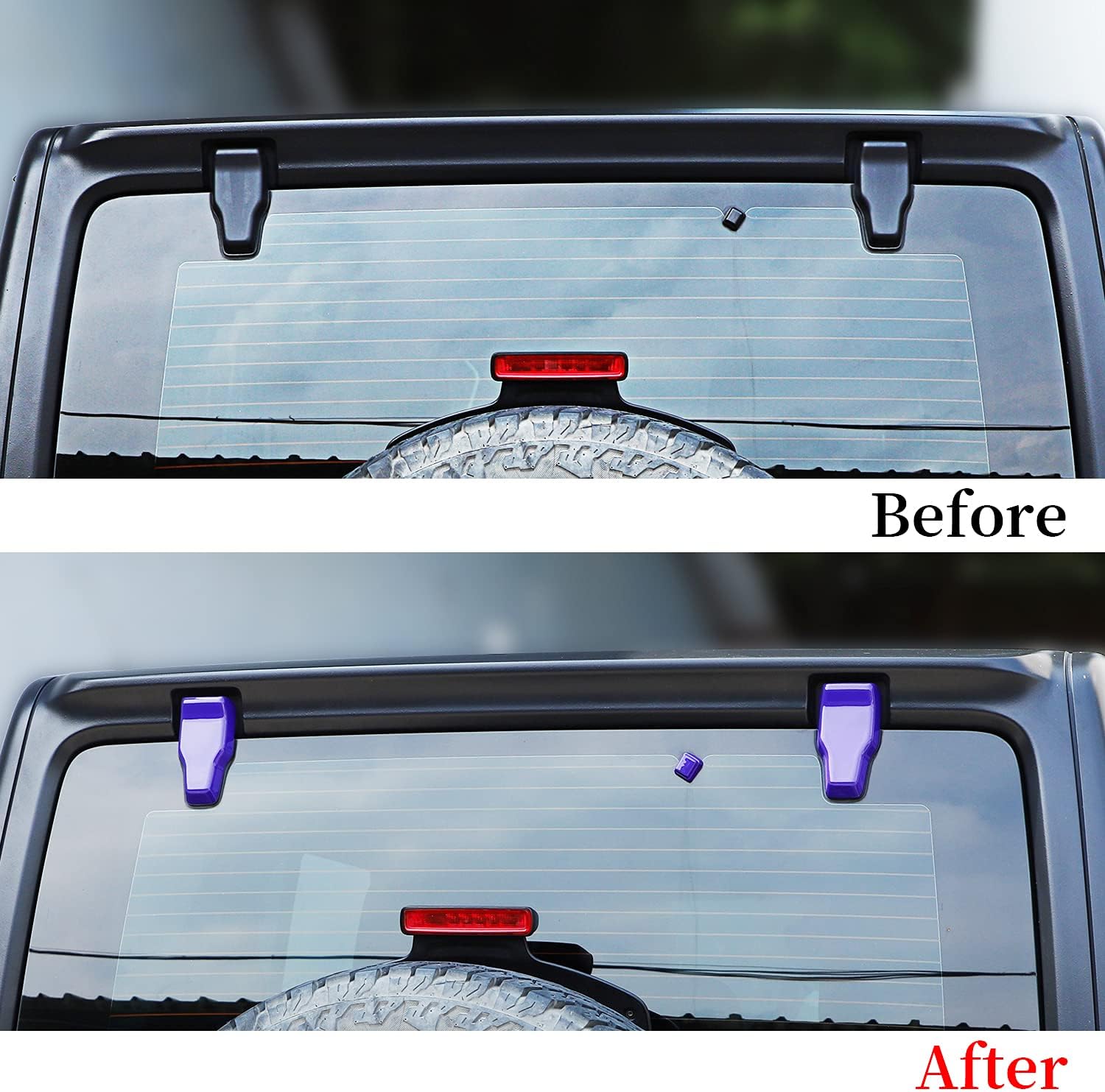 Rear Tail Door Window Hinge & Rain Wiper Nozzle Decorative Cove Fit for 2018-2026 Jeep Wrangler JL JLU(Purple)