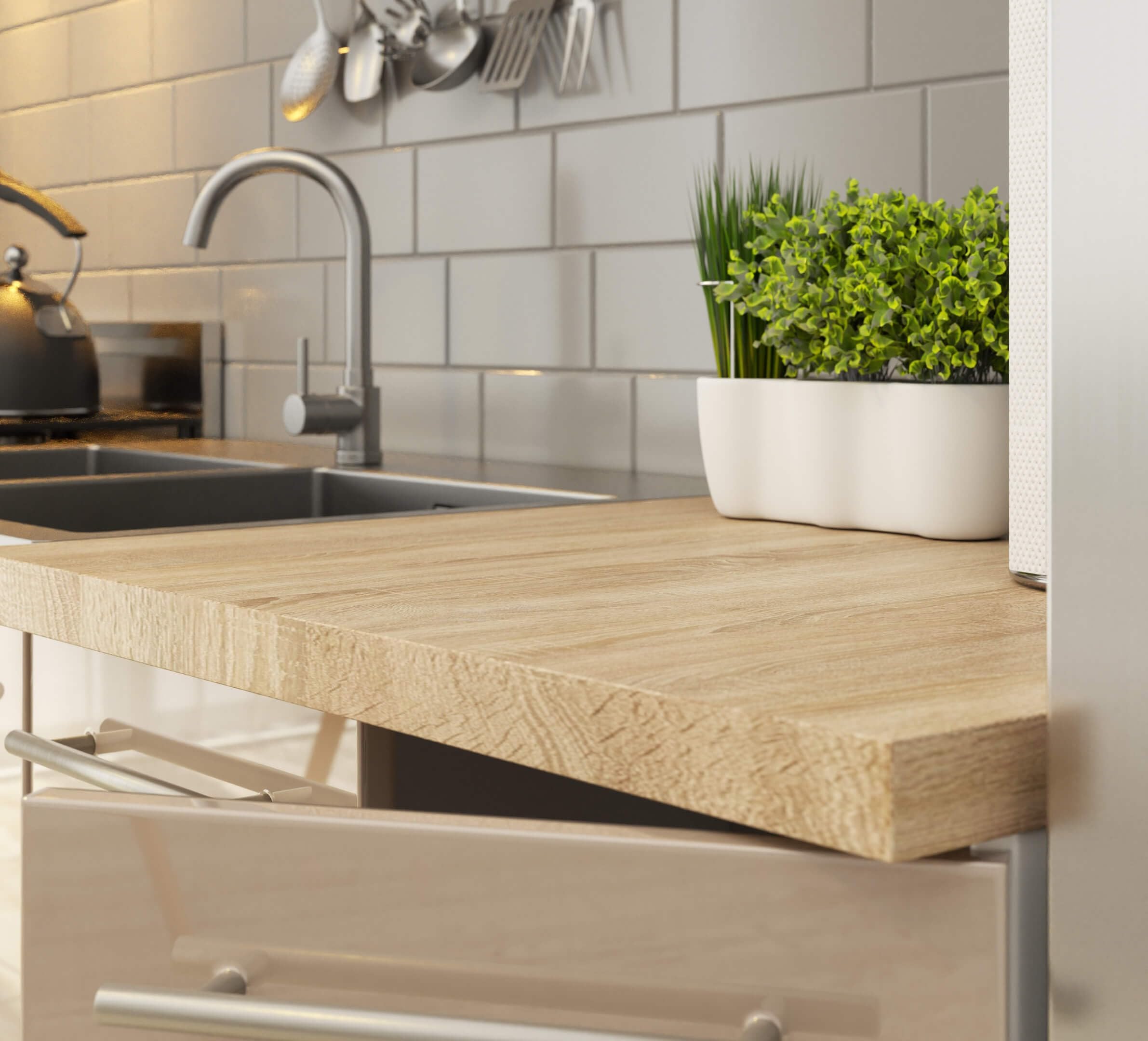 AKORD | Küchenschrank mit Arbeitsplatte - Oliwia S60 | Küchenunterschrank mit 2 Türen und 2 Einlegeböden | Unterschrank Küche 60 cm Breit | ABS-Kante 18 mm | 46 x 60 x 85 cm | Weiß & Cappuccino Glanz