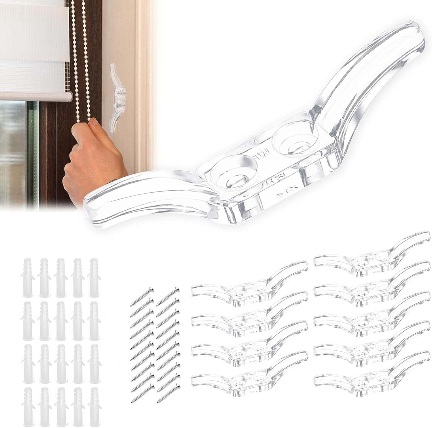 Ajinacious Clear Cleat Hooks, 10Pcs Blind Cord Winder, Wall Rope Cleats For Window Blinds, Curtains Sun Shades Ropes