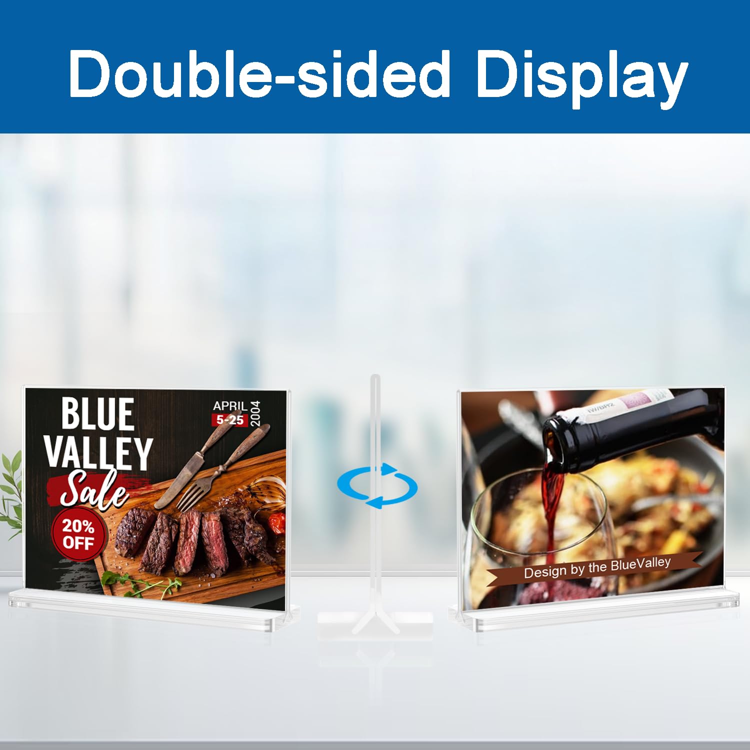 BlueValley Acryl-Schilderhalter, transparenter Kunststoff-Schilderhalter mit doppelseitigem Display (8,5 x 11 - 12 Stück horizontal)