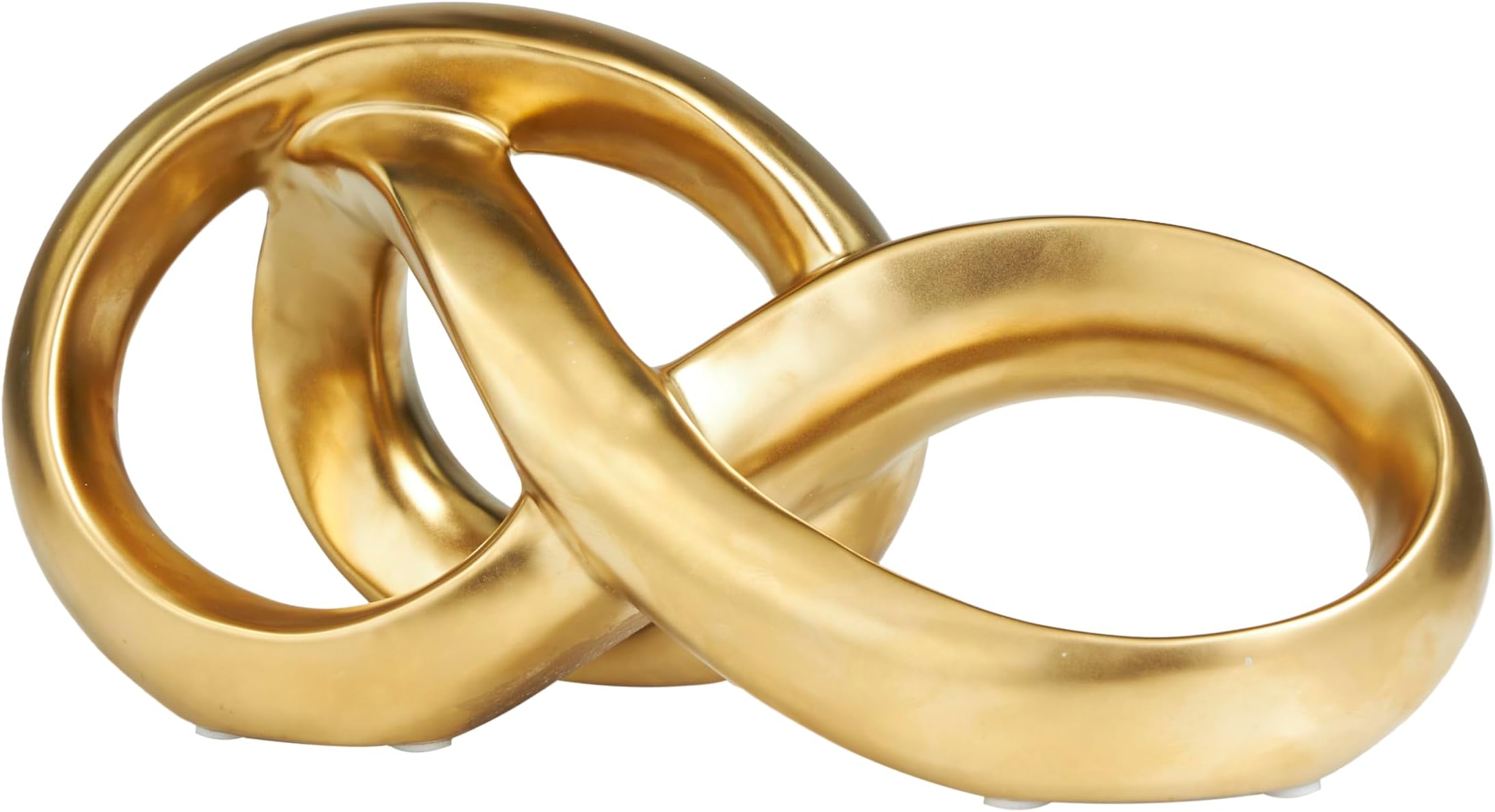 Ceramic Abstract Decorative Sculpture Infinity Loop Home Decor Statue, Accent Figurine 11" x 5" x 5", Gold