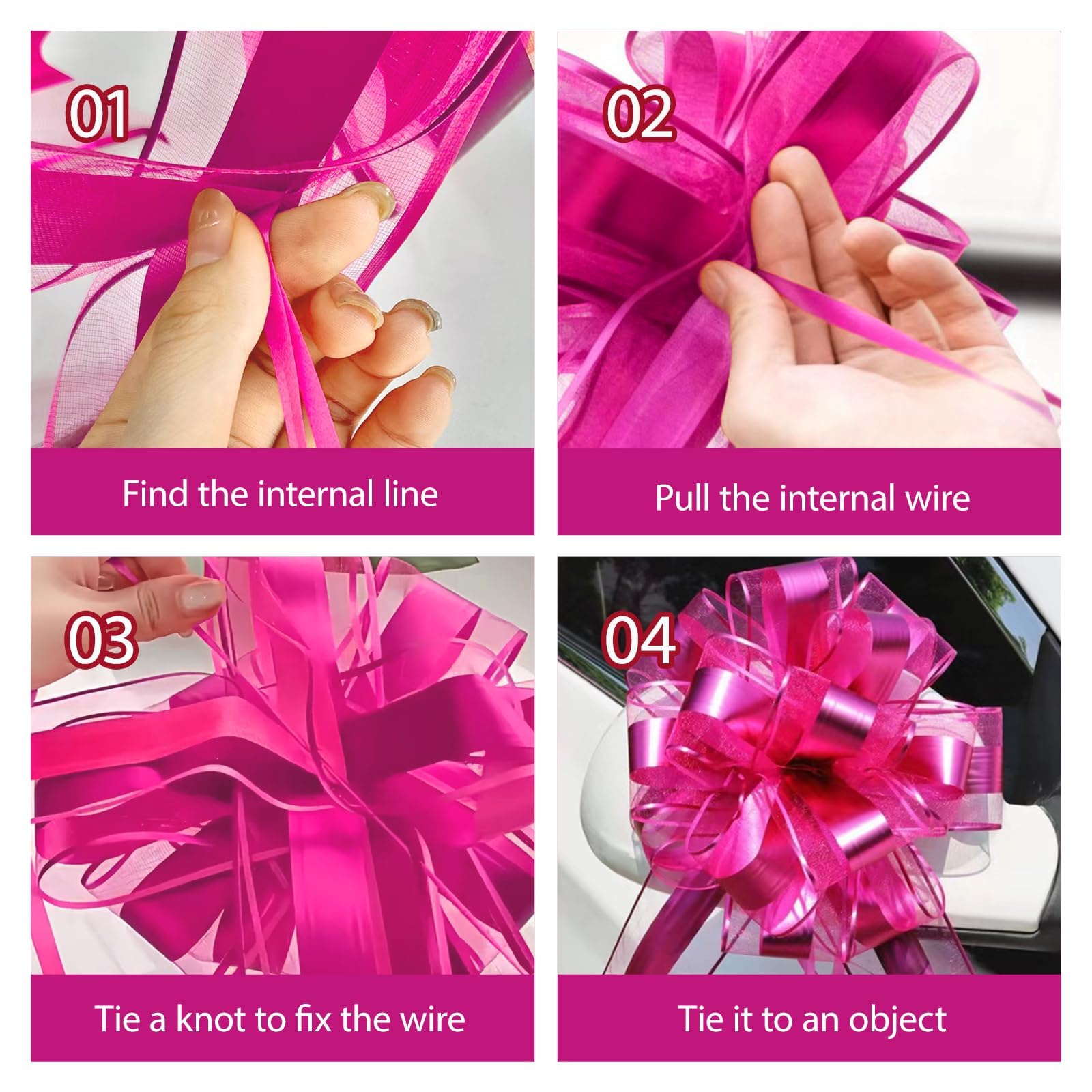 Lazo de Regalo Rosa Grande 25cm para Boda Cumpleaños Embalaje