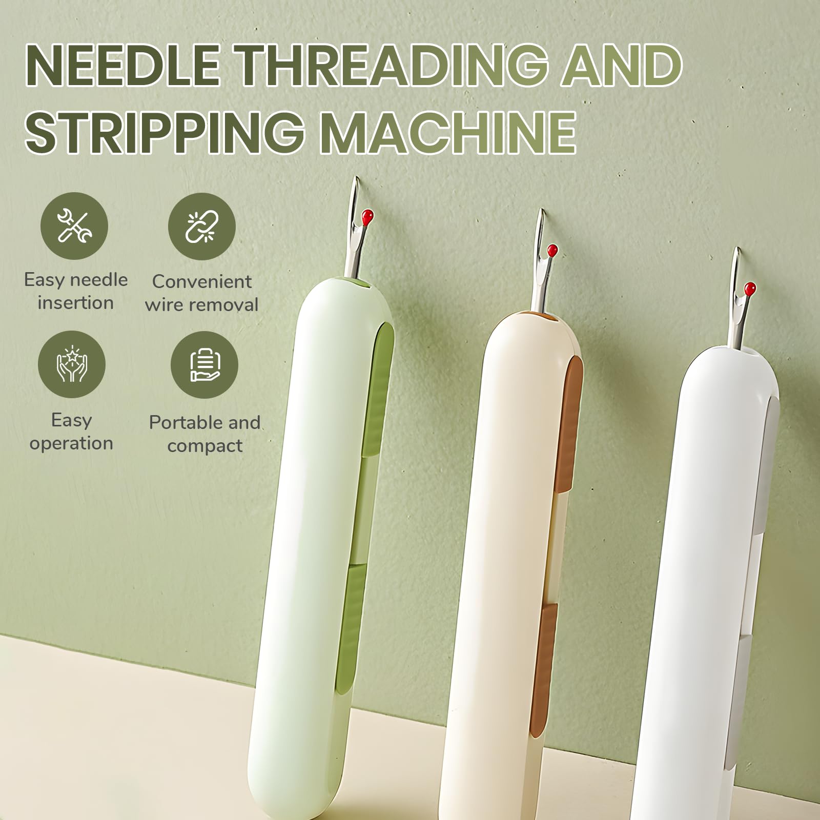 2 in 1 Needle Threader Seam Ripper, 2025 Upgraded Needle Threader, Retractable Threader, Thread Removal Tool for Hand Sewing, Knitting, Cross Stitch, Embroidery and Thread Removal (3PCS)