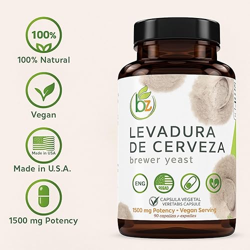 Miniatura 6 de Levadura de Cerveza (Cápsula de levadura de cerveza)  1500 mg por porción, 90 cápsulas vegetales  100% natural, fabricado en Estados Unidos
