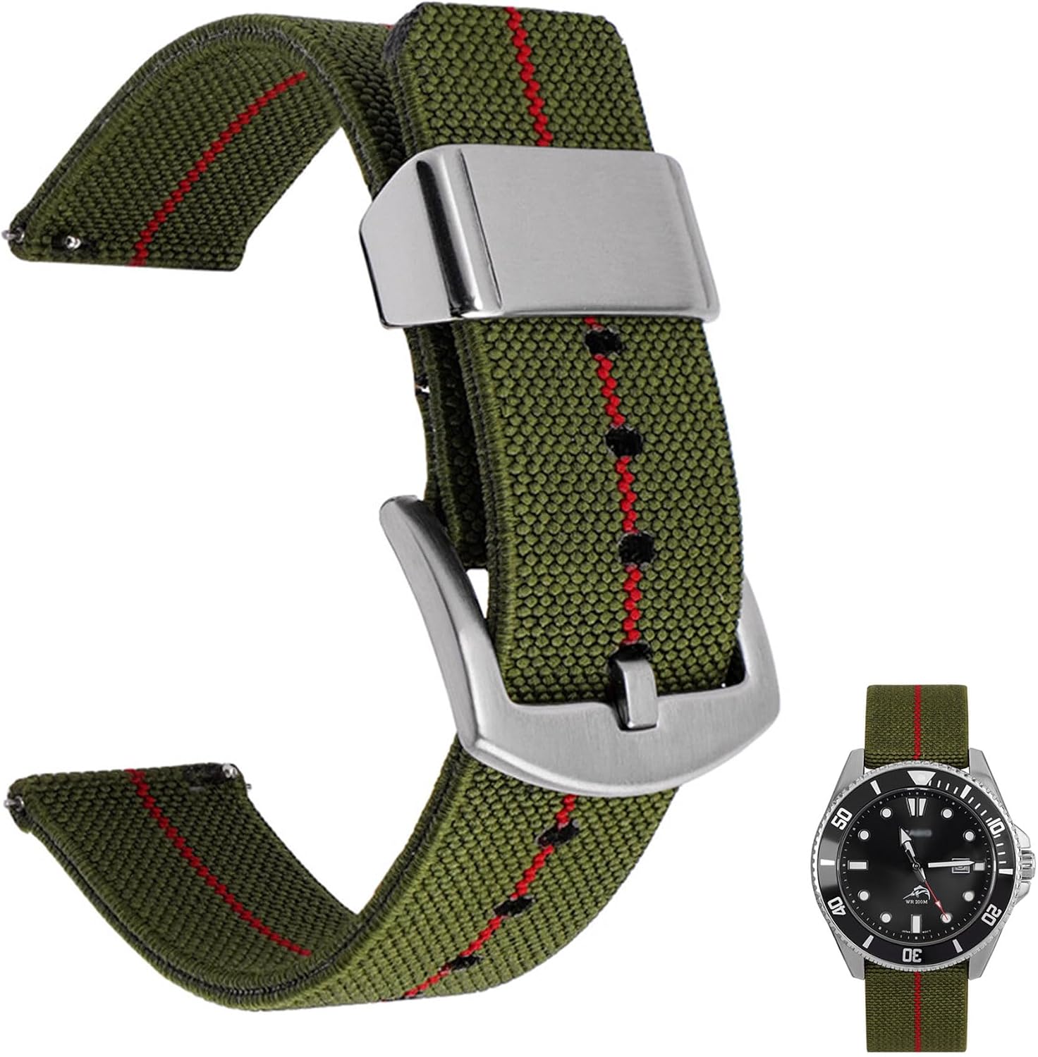Nylon Watch Band 20mm 22mm 24mm Quick Release Canvas Nylon Military Elastic Watch Strap Smartwatch Band Replacement Band Strap for Men Women
