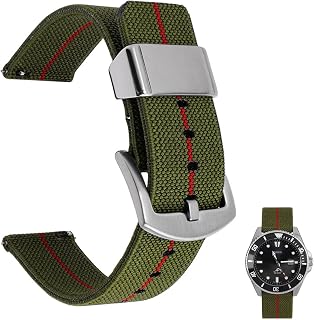 Nylon Watch Band 20mm 22mm 24mm Quick Release Canvas Nylon Military Elastic Watch Strap Smartwatch Band Replacement Band Strap for Men Women