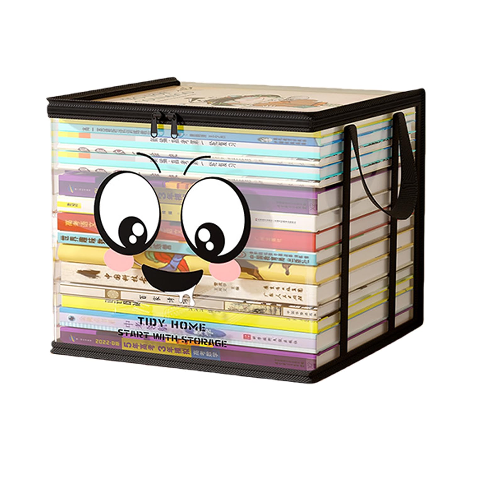 Msioytog Large Opening Clear PVC Book Storage Container Pliable Double Handles Transparency Organiser Bin with Lid PVC Book Storage Bin with Lid Large Opening Double Handles