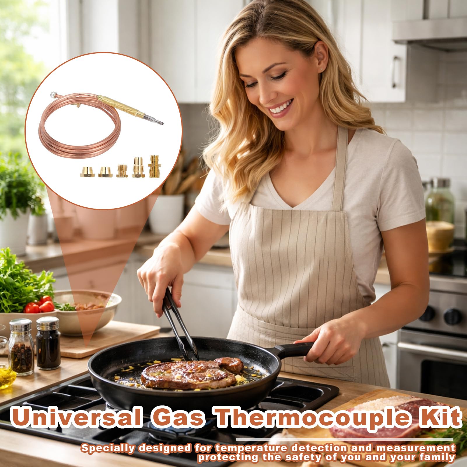Thermocouple Universel Gaz, Thermocouple, Thermocouple Egt, Dispositif de Sécurité pour Chauffage Gazinière Brasero Four Chauffe-Eau