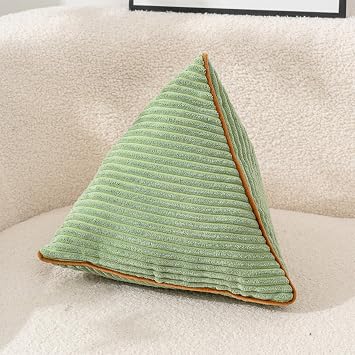 Simple 3D Triangle Shaped Pillow Decorative Throw Pillow Soft Corduroy Triangle Shaped Plush Pillow Japanese Styles Solid Color Plush Cushion Homestay Office Sofa Cushion Decor Green