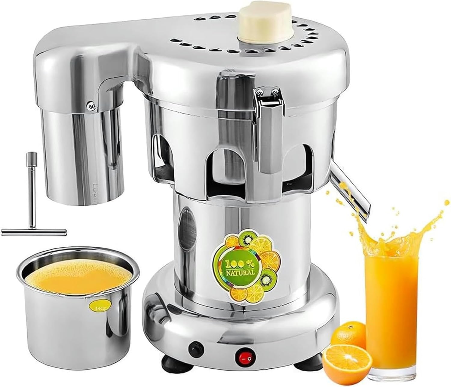 370W Electric Juice Extractor, 4300r/min Commercial Citrus Juicer, 80-100KG/H Stainless Steel Centrifugal Juice Extractor for Juice Shop Restaurant Hotel
