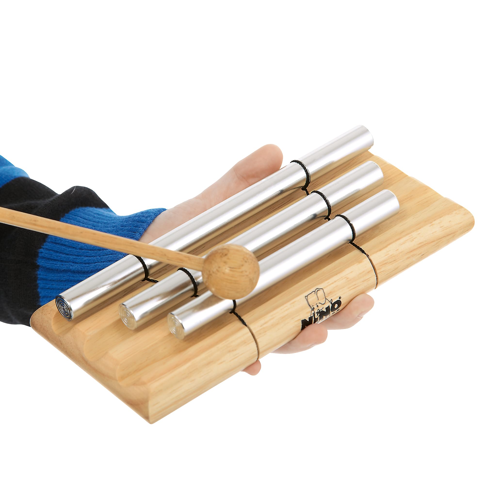 Nino Percussion Energy Chimes Instrument – 3 Dzwonki – Z Pałeczką – Pomysł Na Prezent Dla Dzieci W Wieku od 3 lat – Drewno I Aluminium, Wykończenie Naturalne (NINO580)