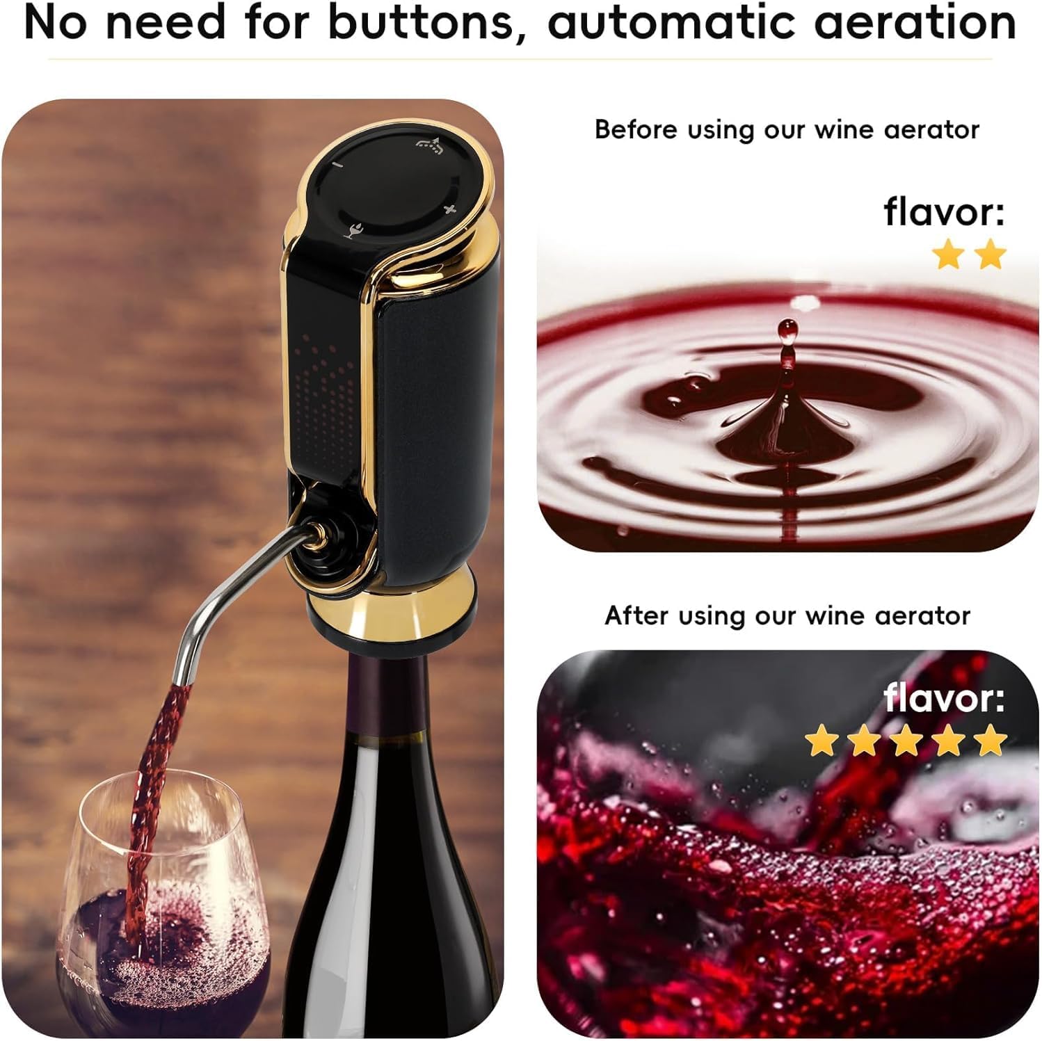 4-in-1 Electric Wine Aerator and Dispenser with LED Display, Decanter and Vacuum Saver (red)