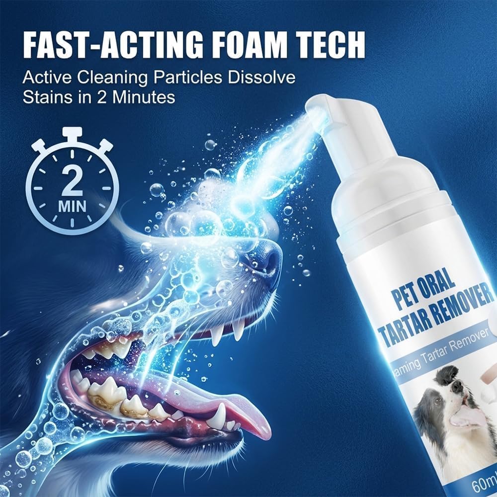 2 Pcs Pet Oral Tartar Remover Spray, Pets Oral Tartars Removers Foaming Tartars, Pet Dental Foaming Care Spray, Dog Teeth Cleaning Foam Breath Freshener, Reduce Tartar for Cats and Dogs image 4