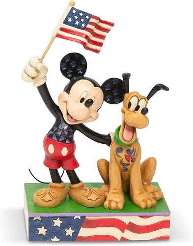 Enesco Disney Traditions by Jim Shore - Figura patriótica de Mickey Mouse y Plutón, 7 pulgadas, multicolor