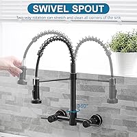 Vista 45 de AIMADI Matte Black Kitchen Faucet,Black and Gold Kitchen Faucet with Pull Down Sprayer Commercial Single Handle Spring Sink Faucets Suitable for