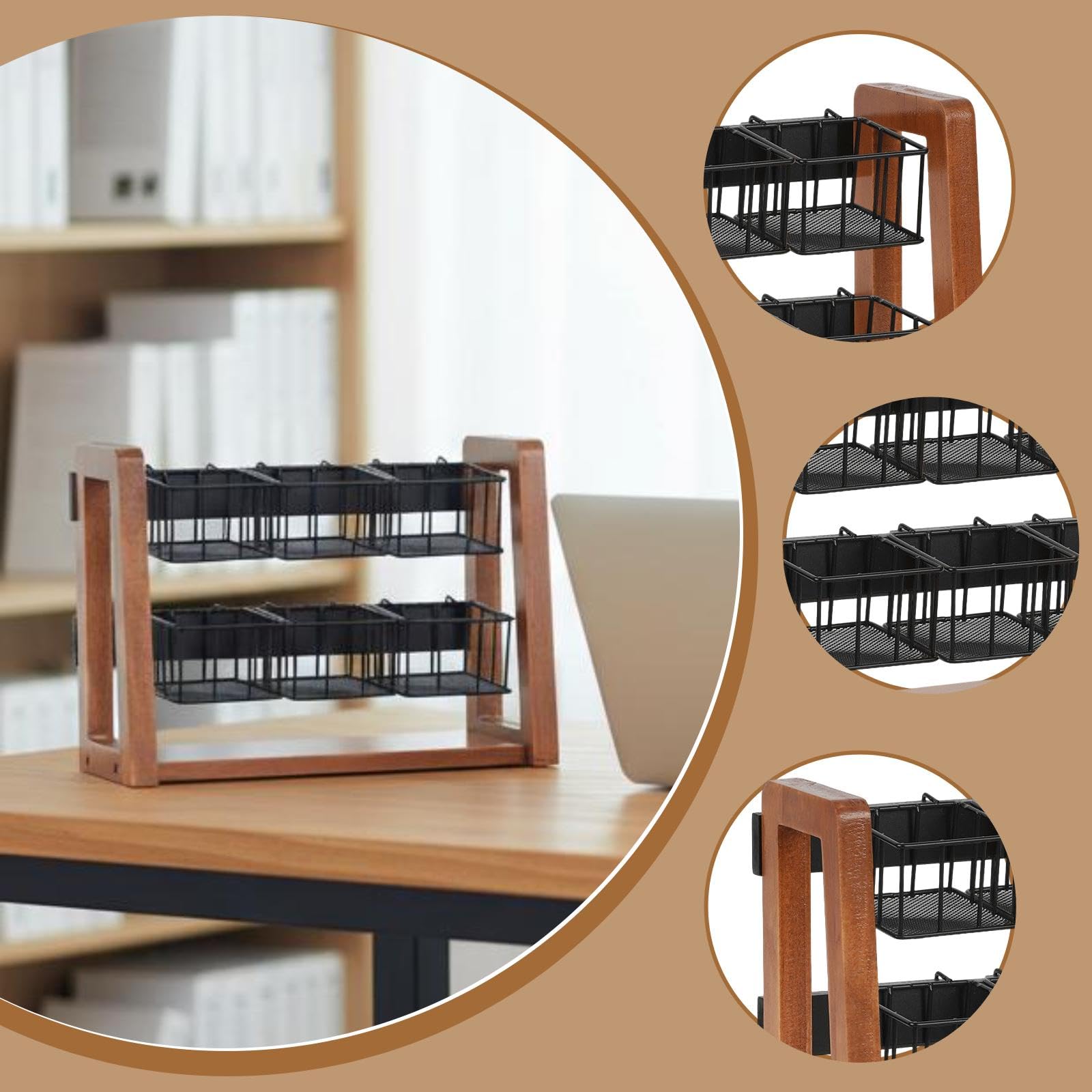 Teebeutel Organizer Vielseitiges Gewürzregal Aufbewahrungsständer Kaffeezubehör Zuckertütchen Aufbewahrung aus Holz Eisen für Büro Küche Hotel