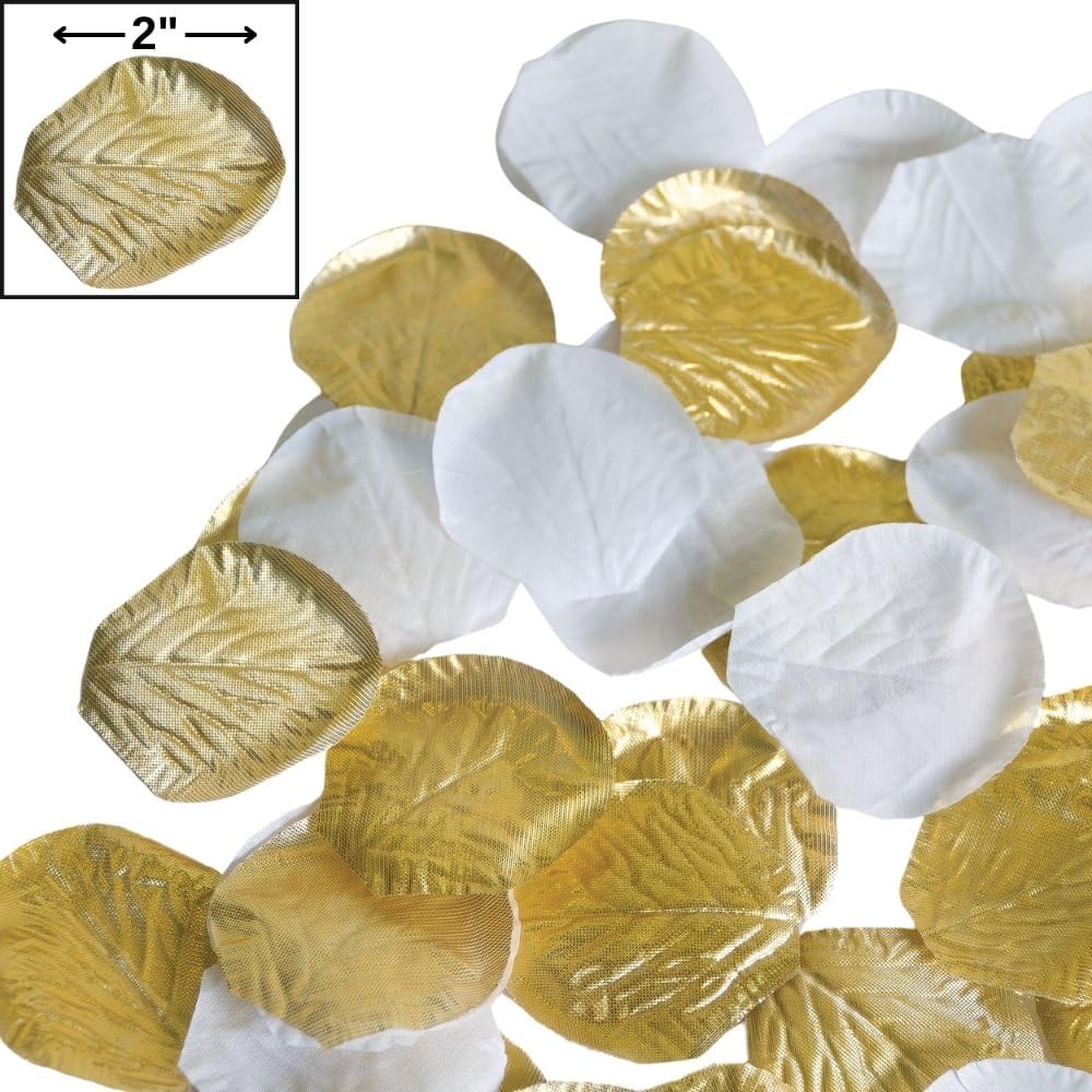 Amscangold And White Fabric Confetti Petals 2 Pack Of 300