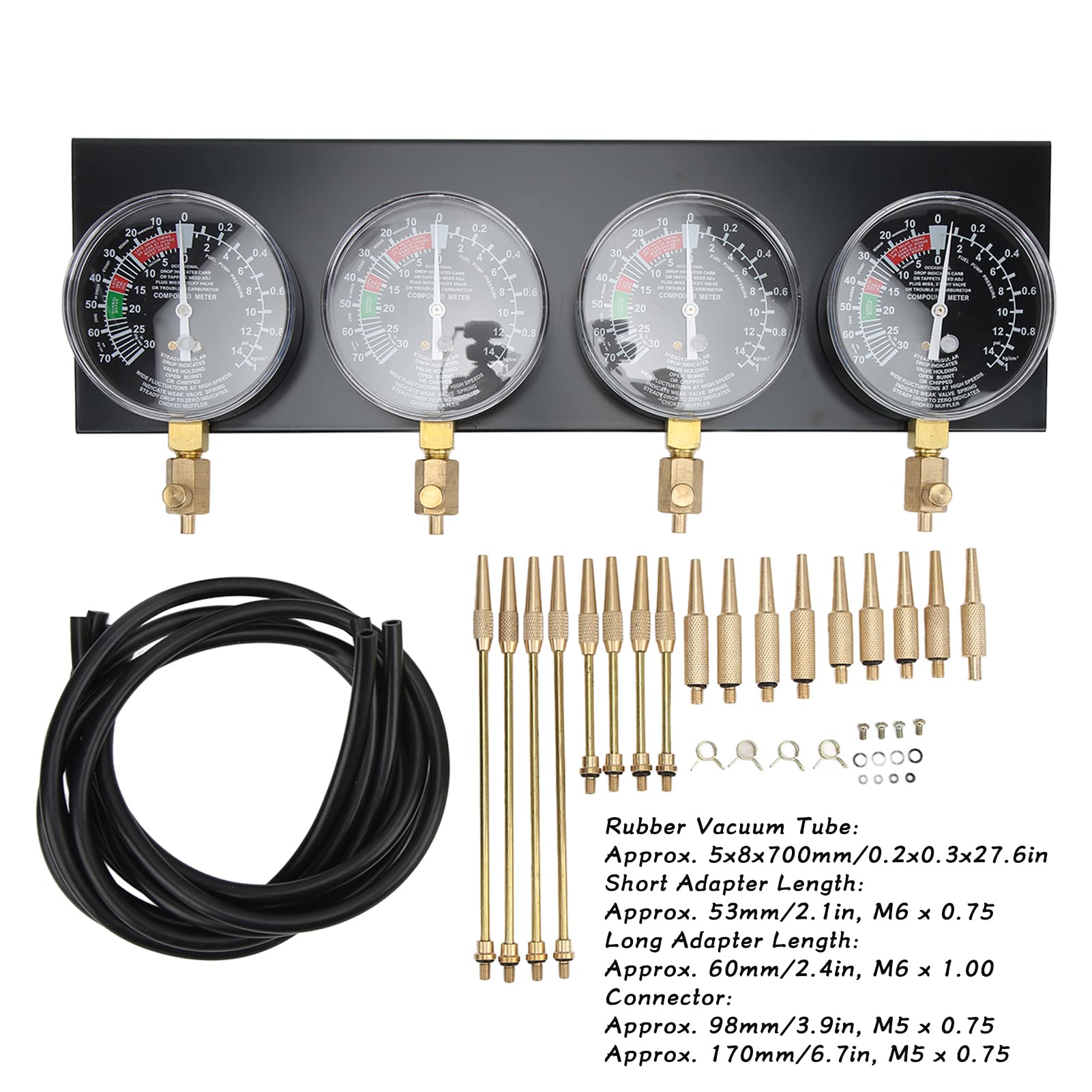 Herramienta de Sincronización de Carburador de Motocicleta Kit de Herramientas de Calibre Sincronizador de Carburador de Vacío con 4 Mangueras de Goma para Motocicleta de 4