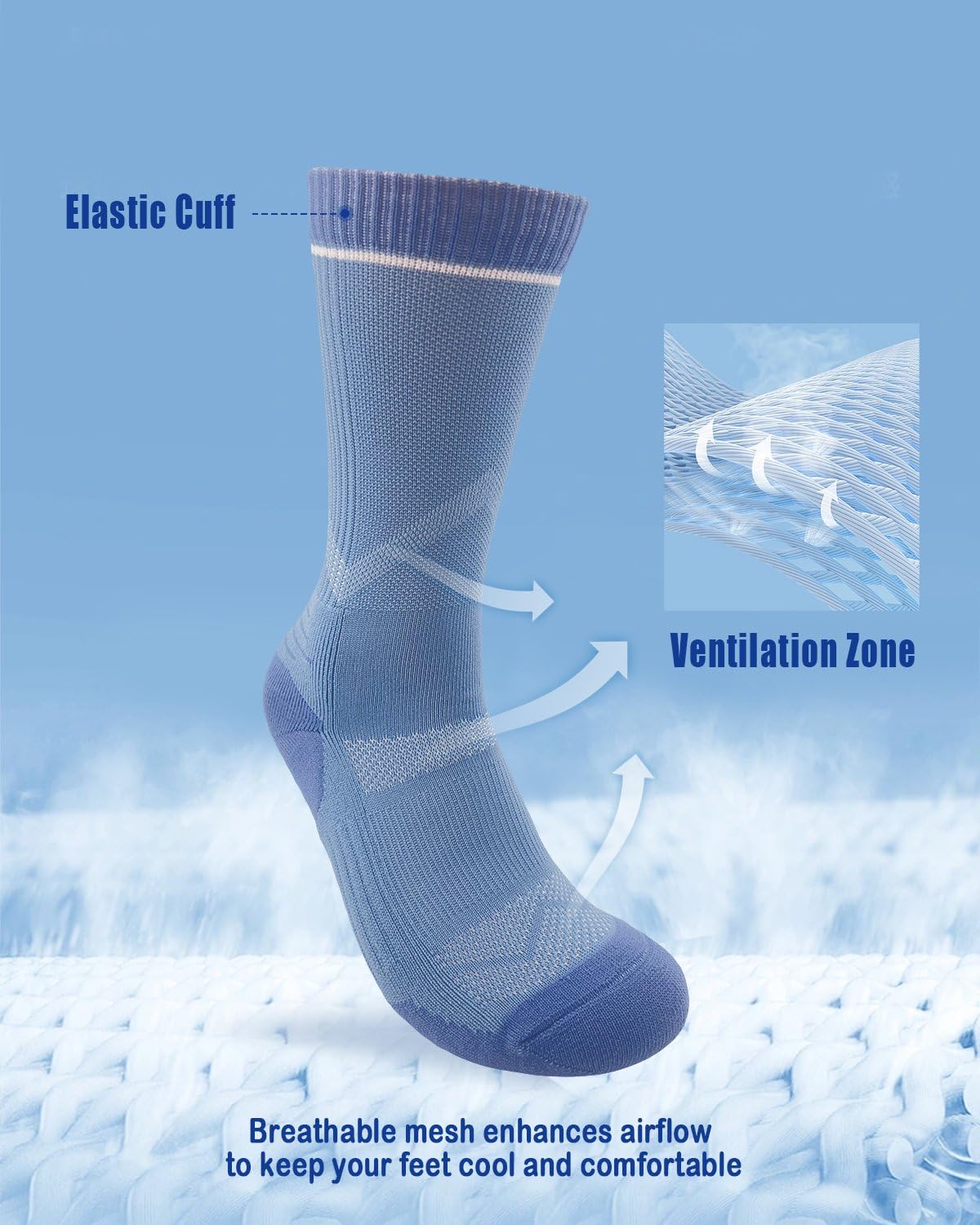 Calcetines deportivos que absorben la humedad para hombres y mujeres, 3 pares de calcetines acolchados de poliéster a media pantorrilla