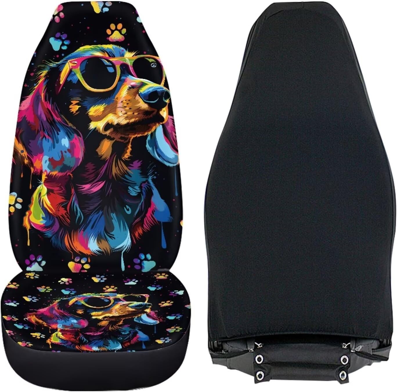 Dachshund Paw Print Car Seat Covers, Breathable Automotive High Back Seat Covers 2PCS Set Bucket Seat Cover Fit for Most SUV, Van, Truck, Sedan image 5