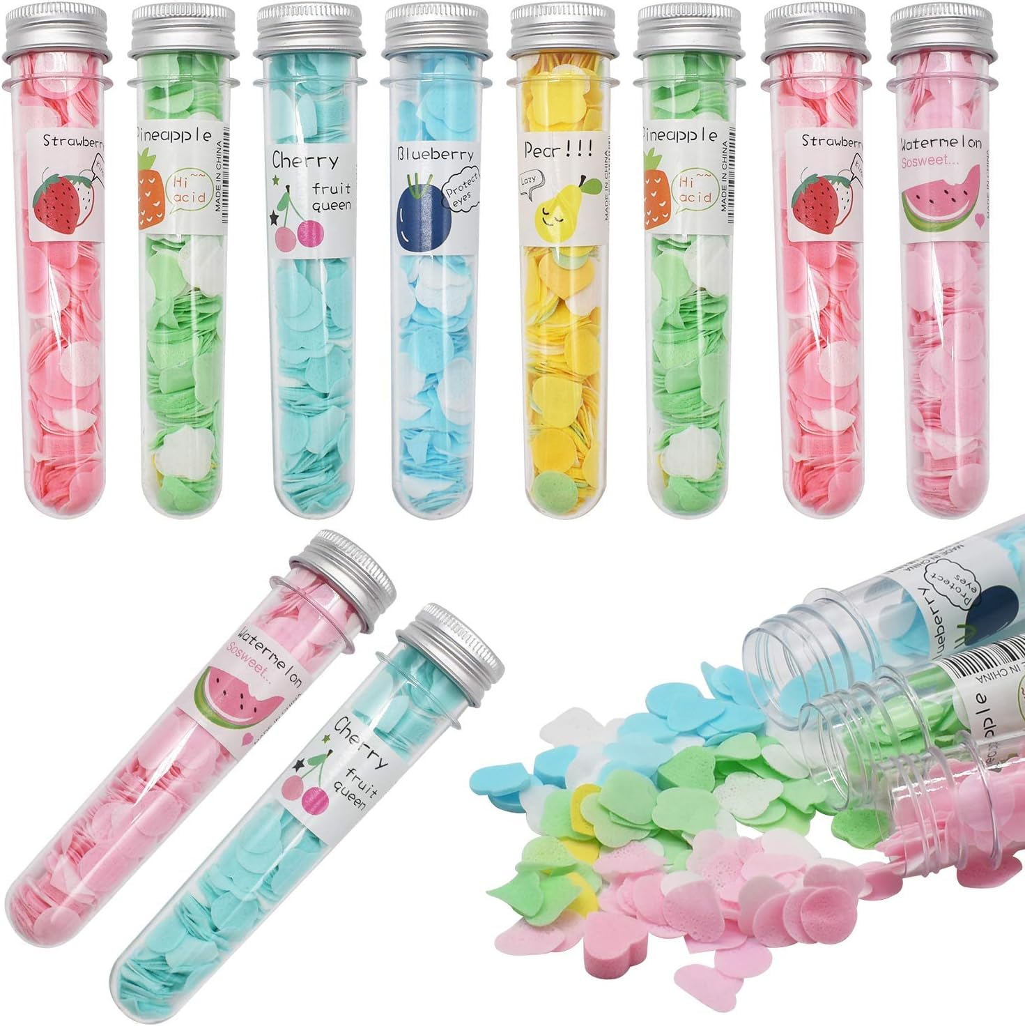Disposable Paper Soap 10Pcs Tube, Mixed Fragrance Paper Soap Sheets, Flower Design, Compact and Portable, Gentle on All Skin Types, Dissolves Easily, Hygienic and Travel-Friendly
