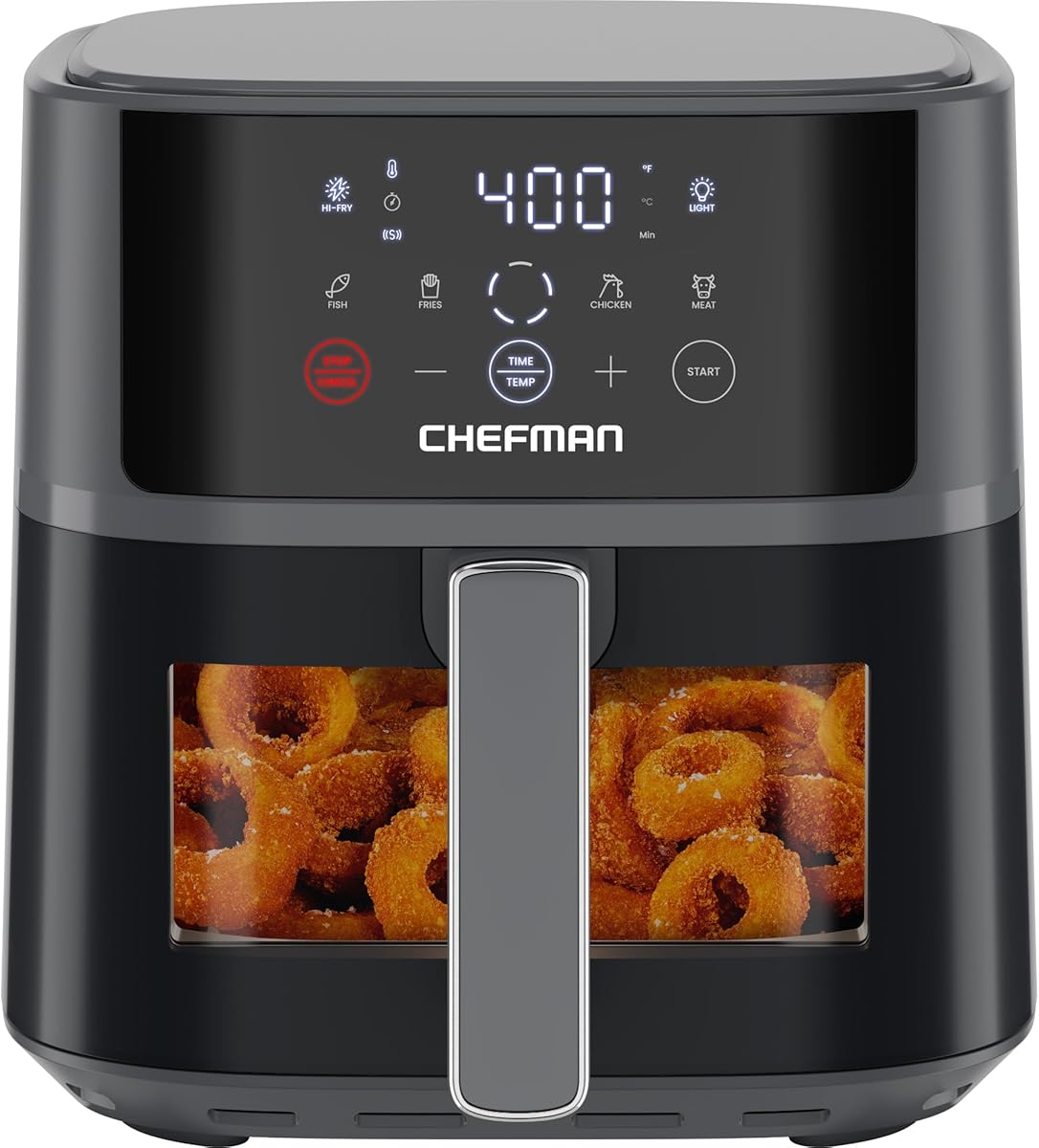 Chefman Air Fryer – 6 QT Compact Airfryer for Quick & Easy Meals, Features Hi-Fry Technology for Extra Crisp, Easy-View Window, Touch Controls with 4 Presets, Nonstick & Dishwasher Safe Basket - Grey